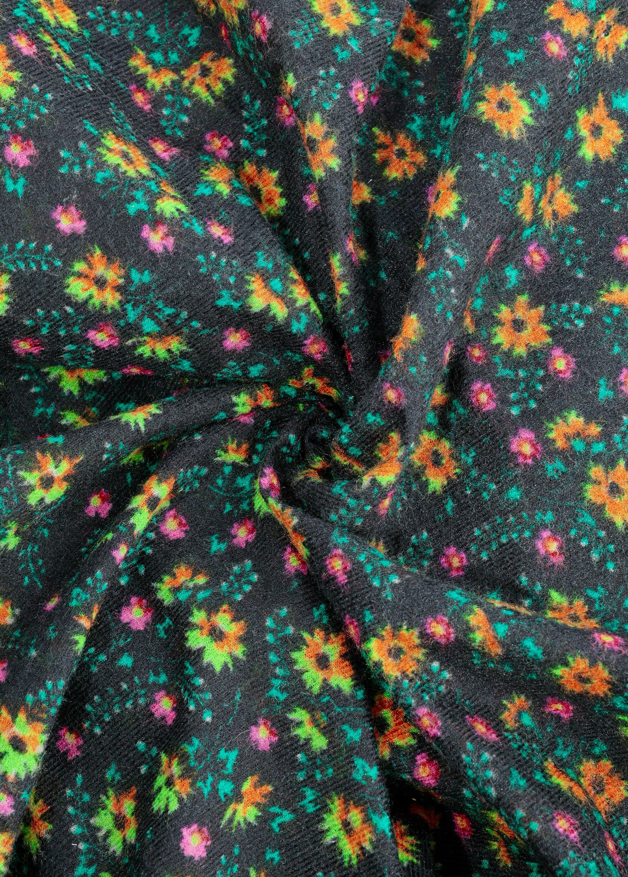 Coupon tissu habillement, fleurs vives JAUNE COT49749 FA1