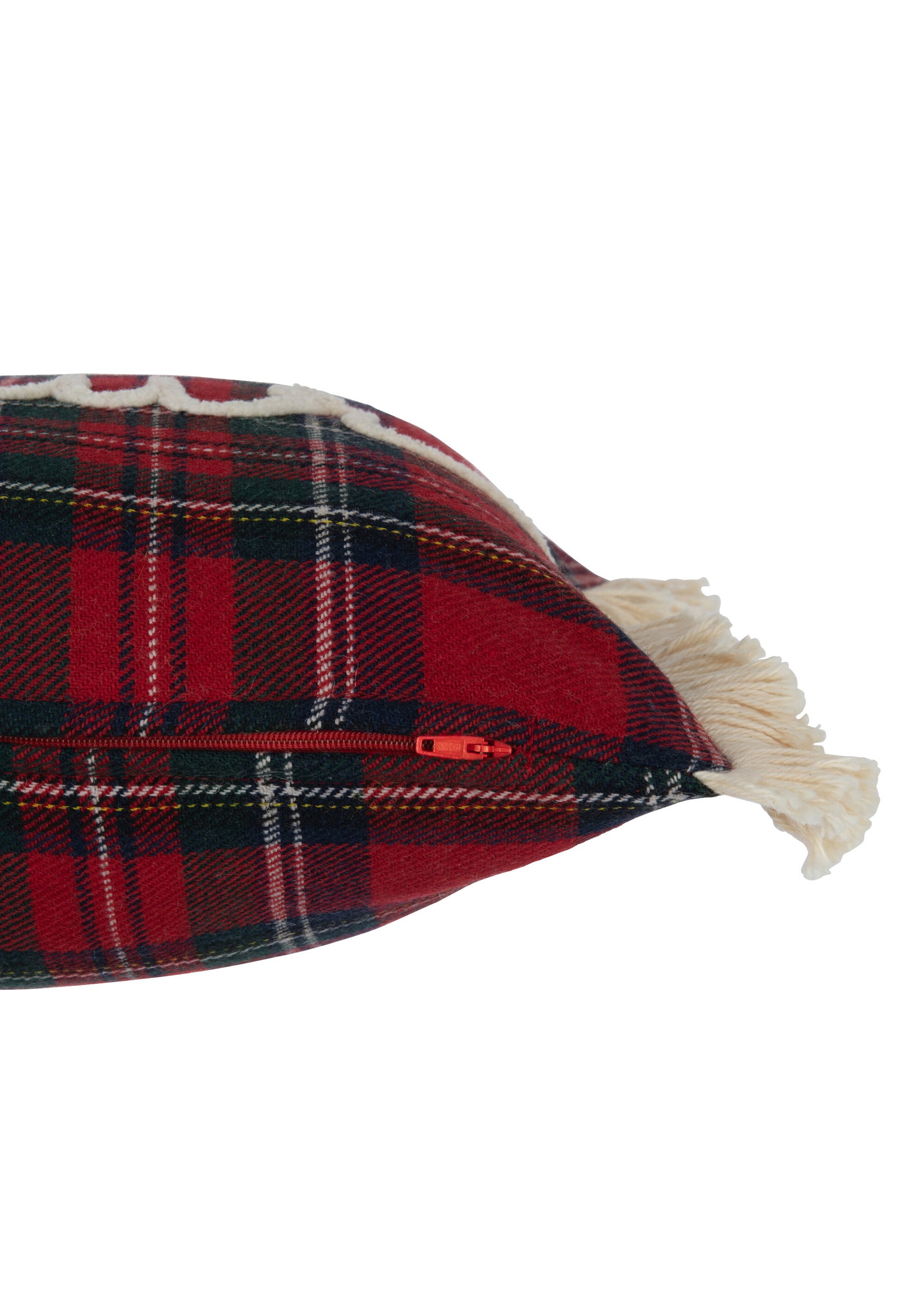 Coussin rectangulaire carreaux à message Rouge JOL38726 DE1