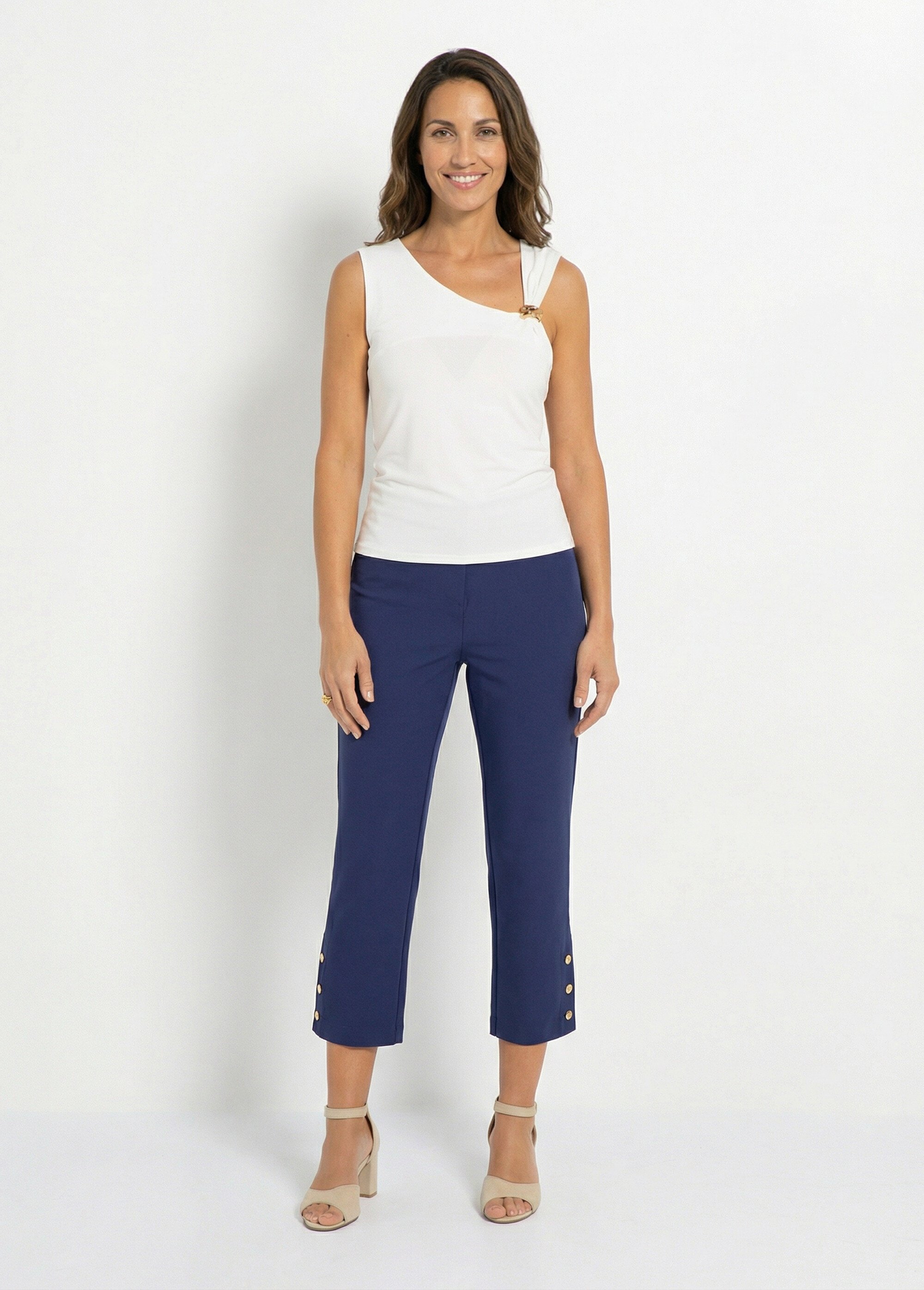 Débardeur avec anneau maille crêpe unie Femme Blanc CLEVORA SF1