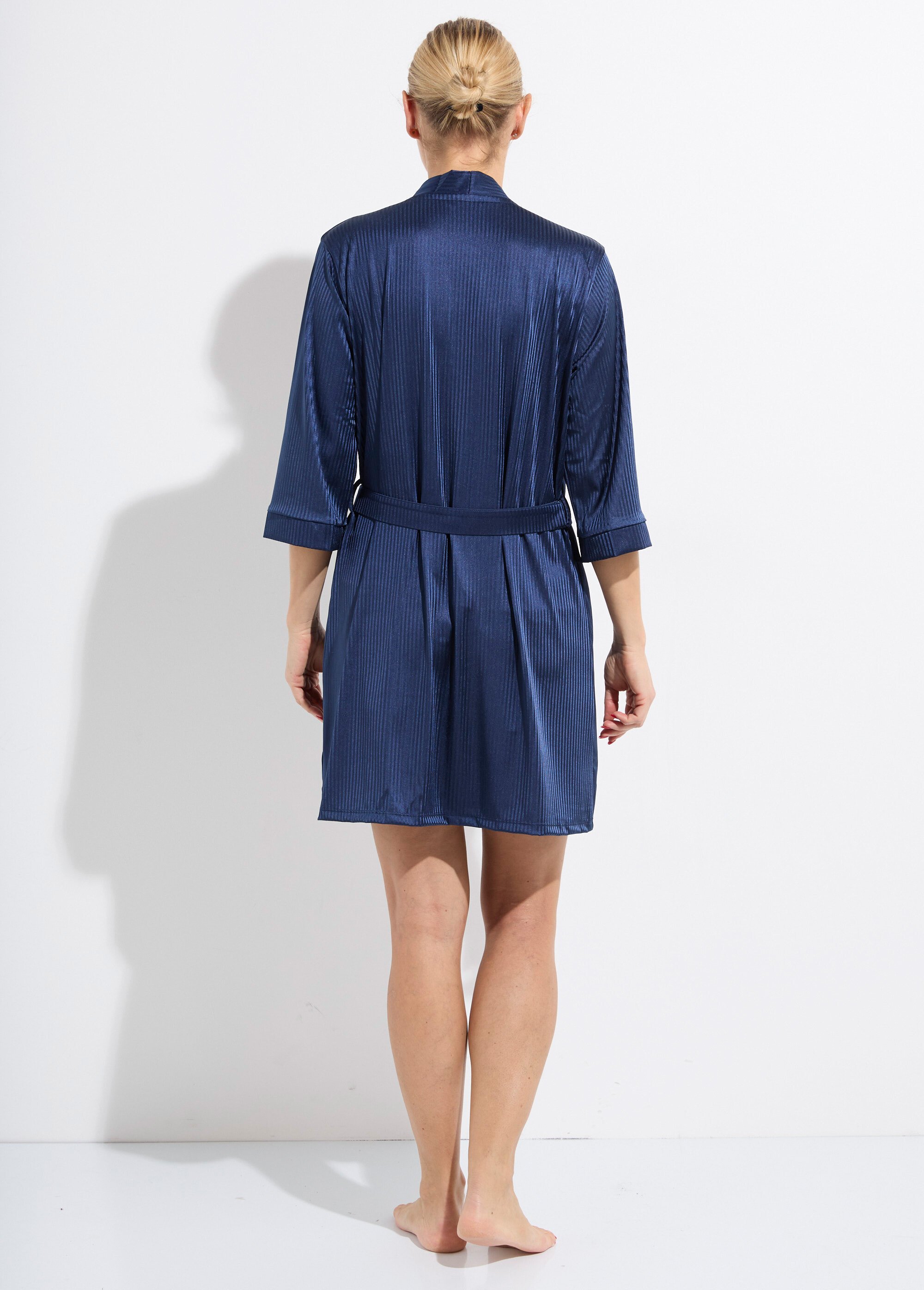 Déshabillé chic en satin rayé Femme Bleu LIL1277 DO1