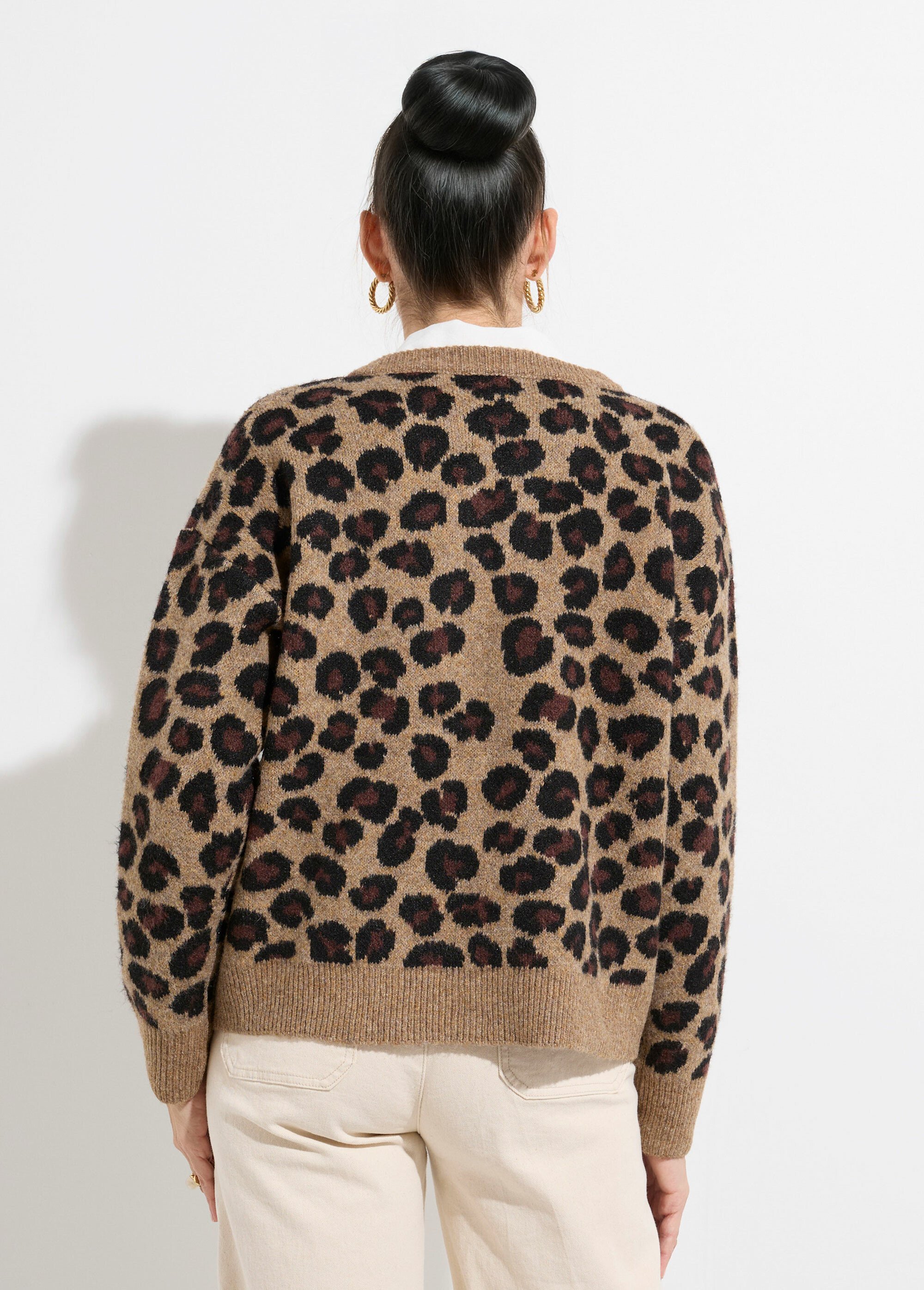 Gilet chaud léopard avec liens à nouer