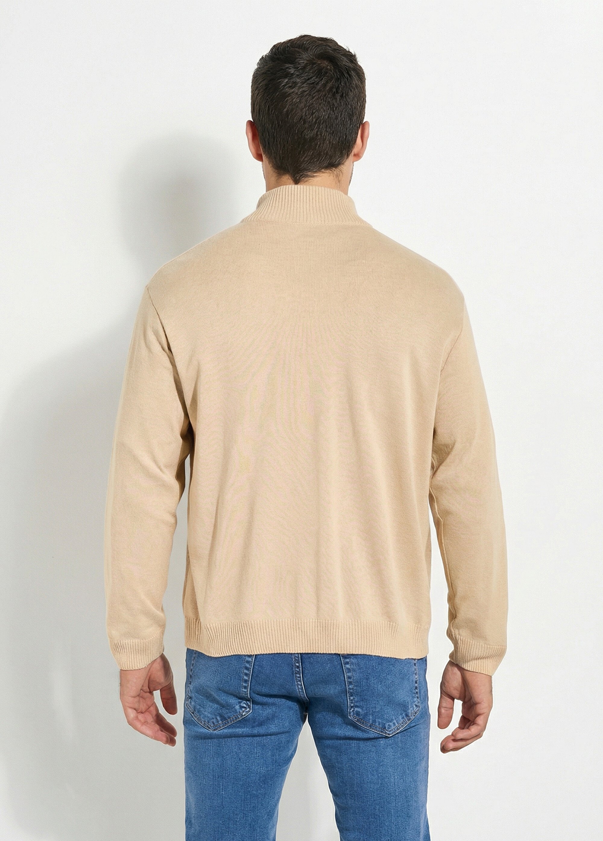 Gilet zippé maille caviar coton col montant