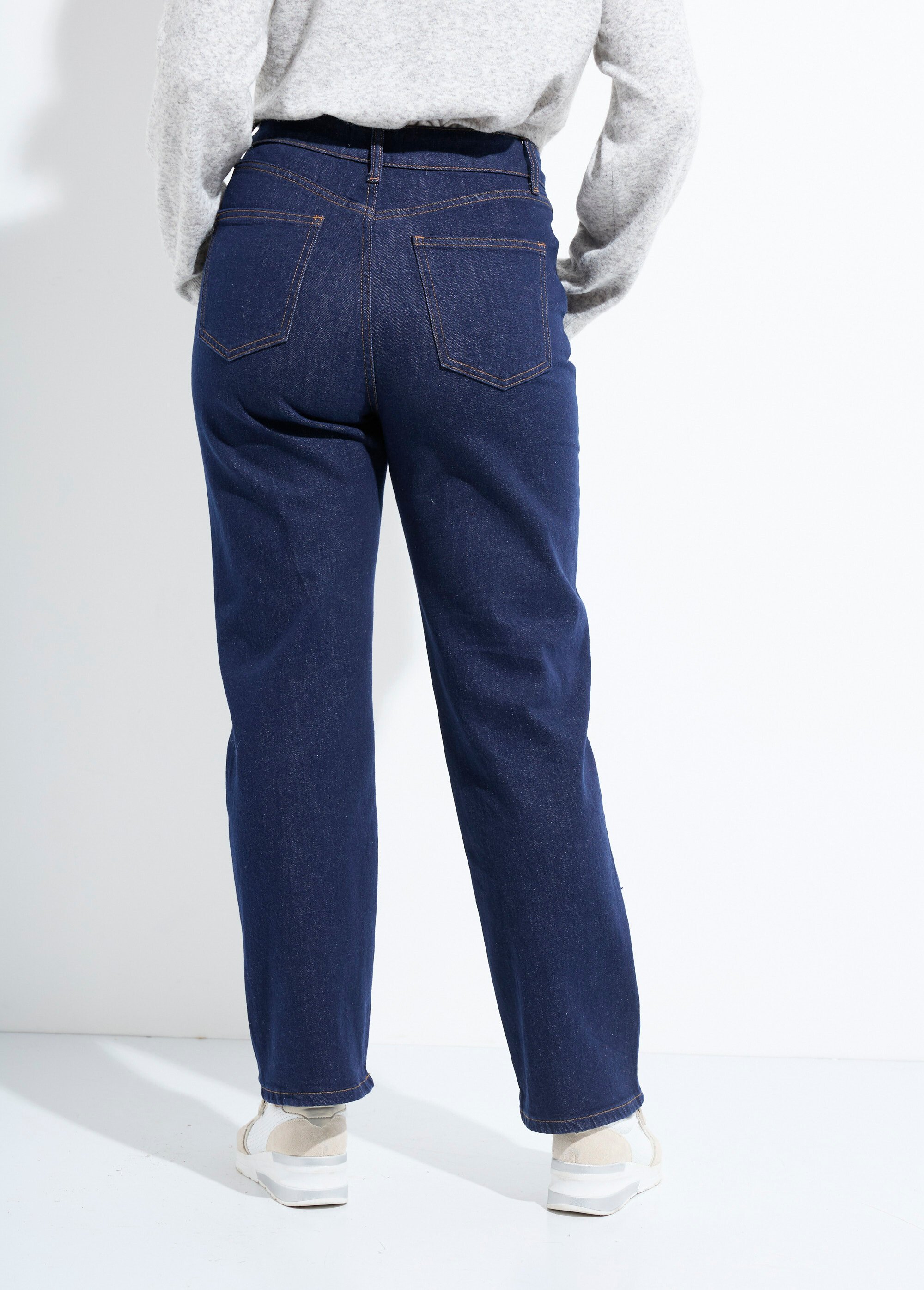 Jean droit 5 poches, spécial PETITE Femme Bleu OR-SOLANGJD409 DO1