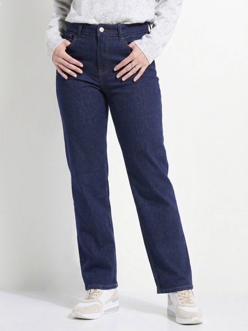 Jean droit 5 poches, spécial PETITE Femme Bleu OR-SOLANGJD409 FA1