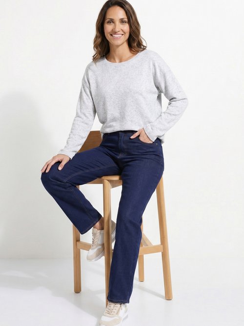 Jean droit 5 poches, spécial PETITE Femme Bleu OR-SOLANGJD409 MV1