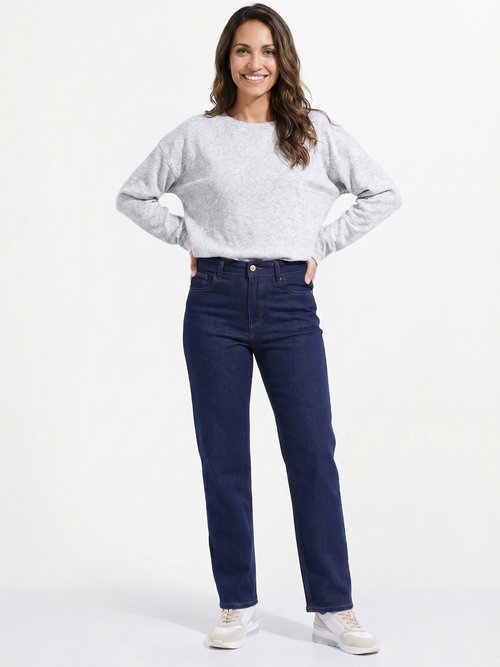 Jean droit 5 poches, spécial PETITE Femme Bleu OR-SOLANGJD409 SI1