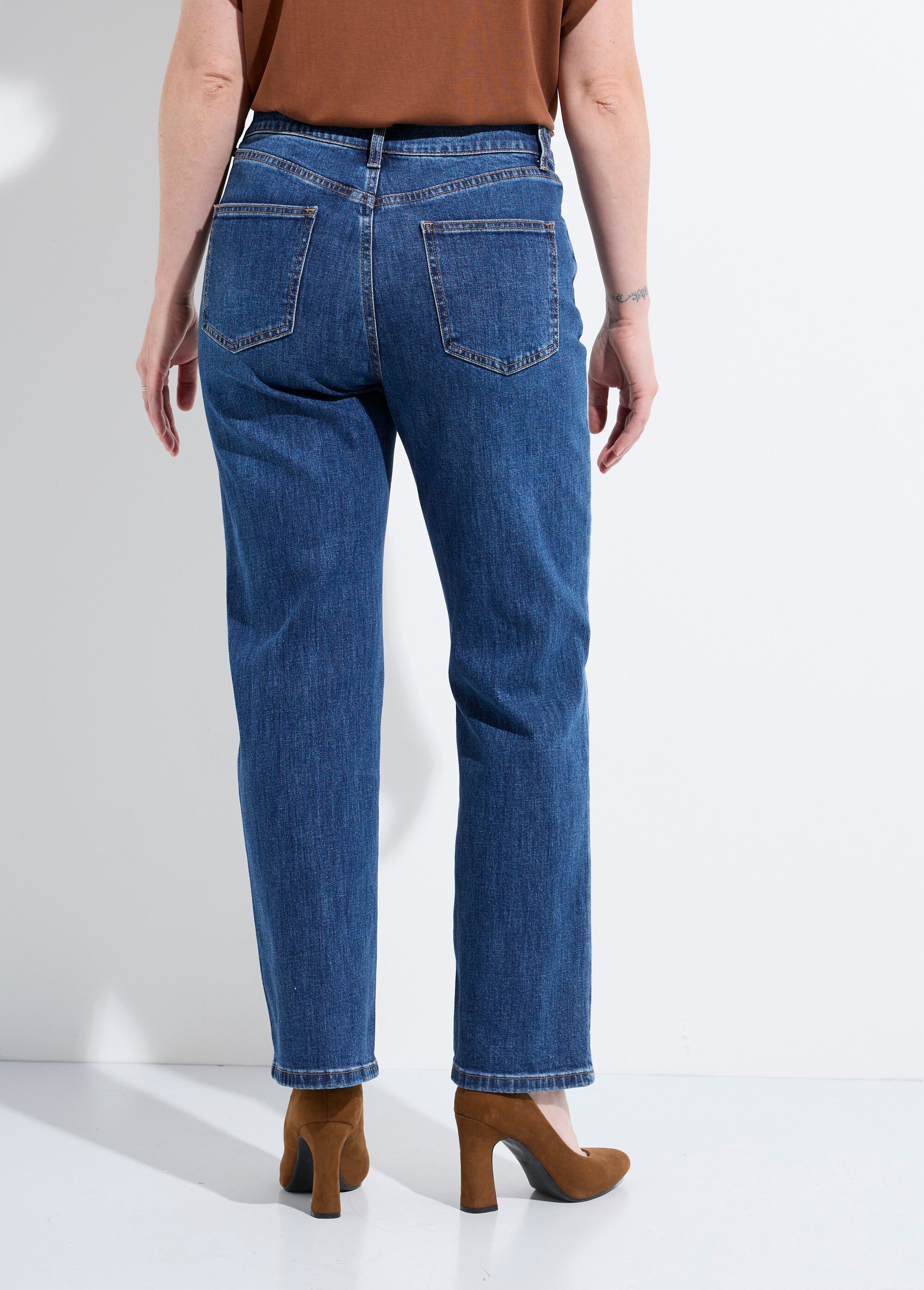 Jean droit 5 poches, spécial PETITE Femme Bleu OR-SOLANGJD409 DO1
