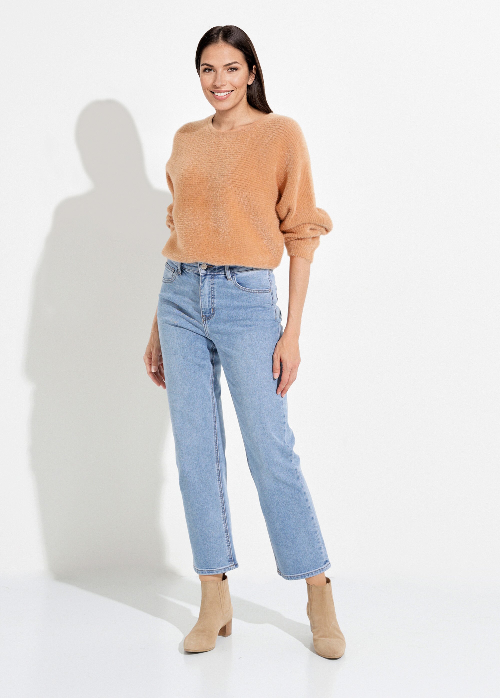 Jean droit 5 poches, spécial PETITE Femme Bleu OR-SOLANGJD409 SF1