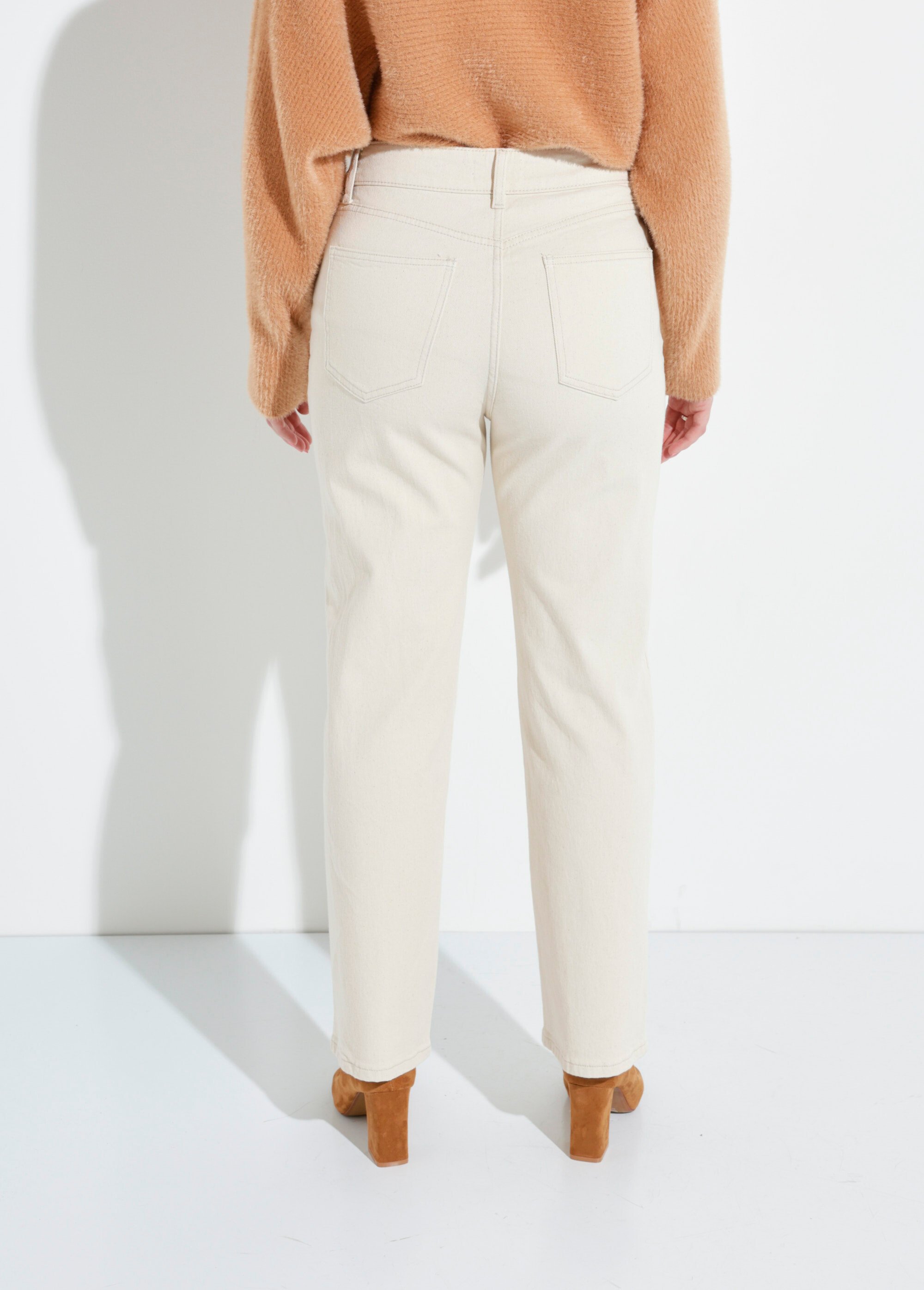 Jean droit 5 poches, spécial PETITE Femme Beige OR-SOLANGJD409 DO1