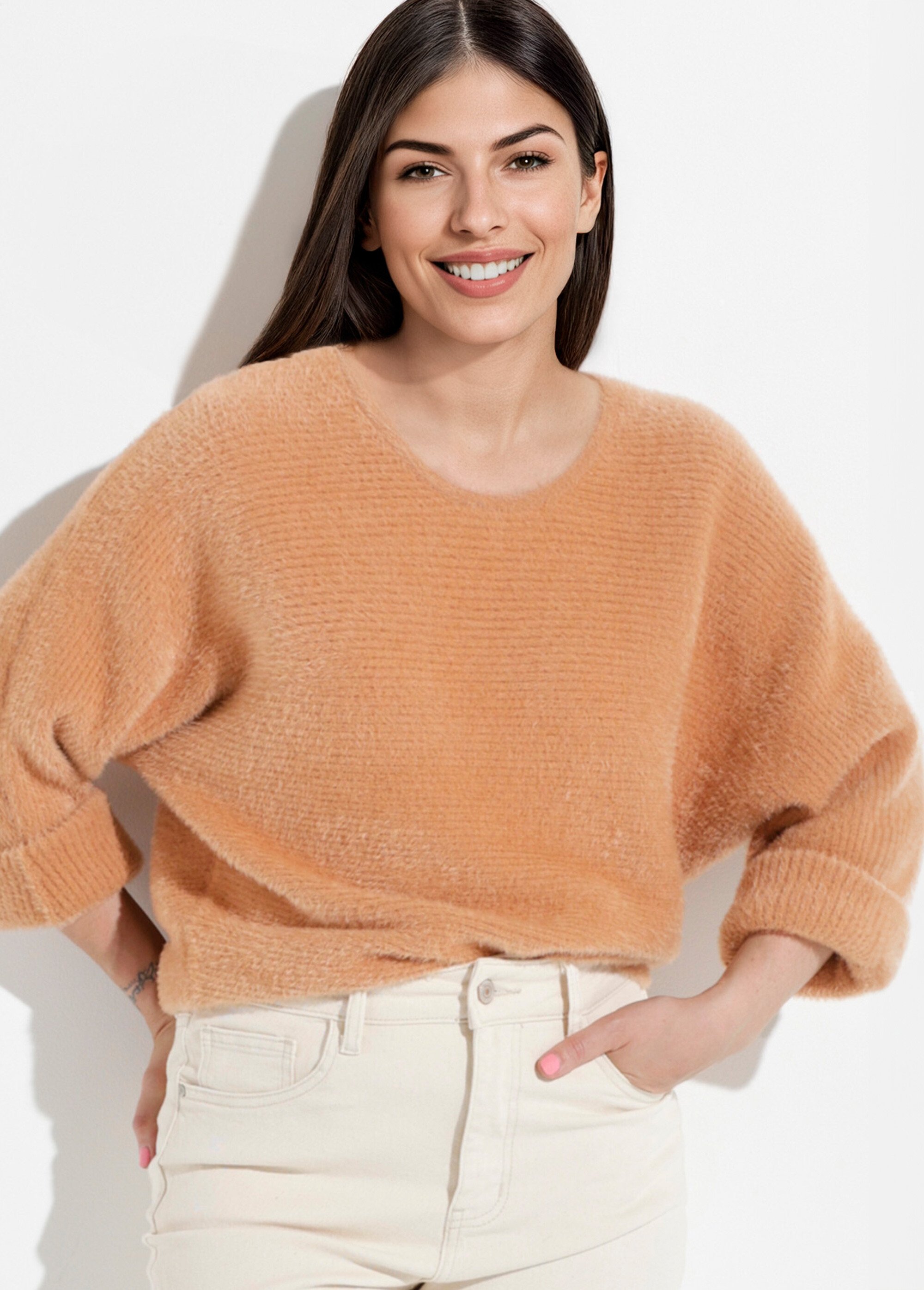 Jean droit 5 poches, spécial PETITE Femme Beige OR-SOLANGJD409 MV1