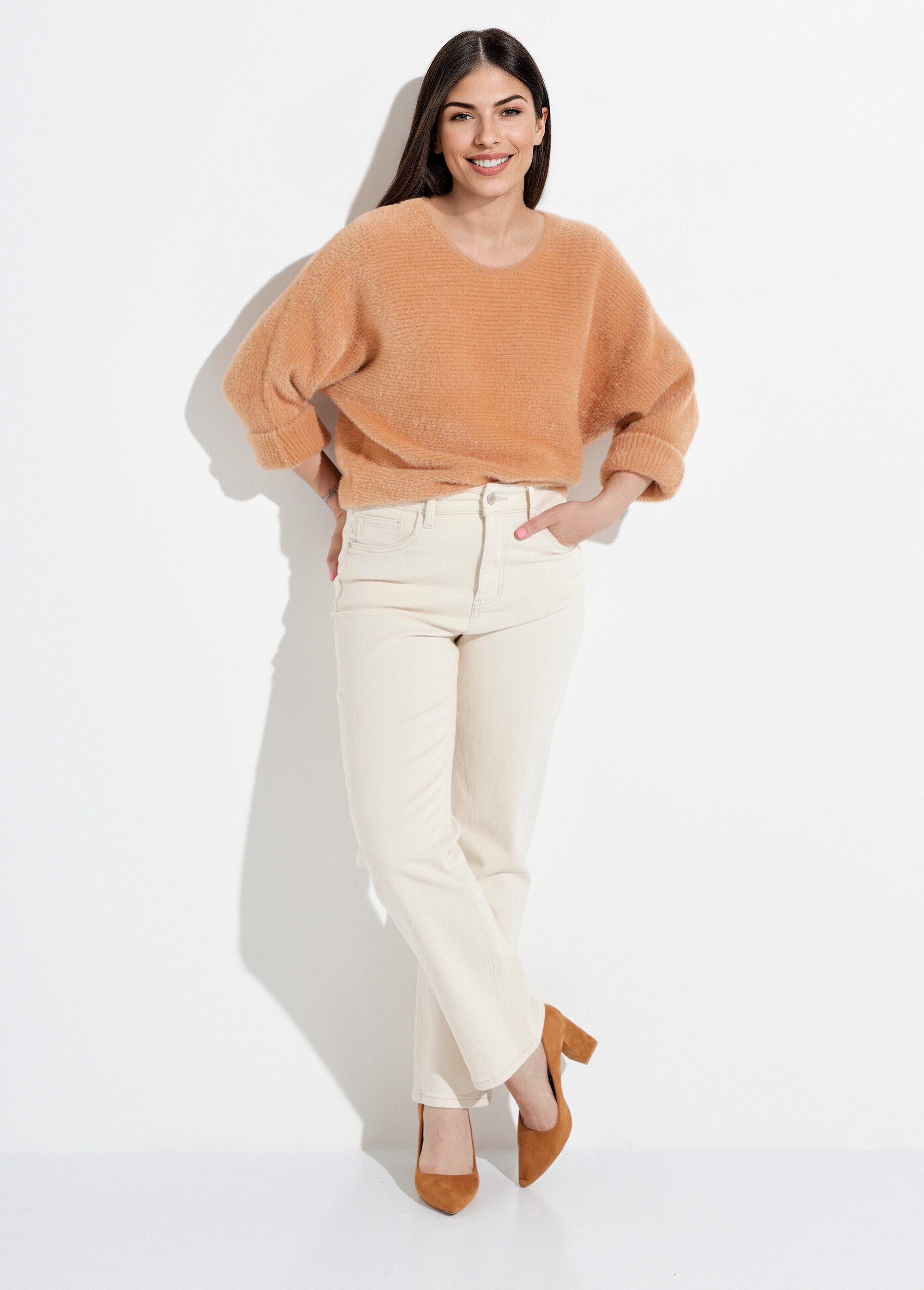 Jean droit 5 poches, spécial PETITE Femme Beige OR-SOLANGJD409 SI1