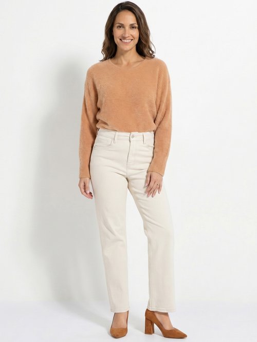 Jean droit 5 poches, spécial PETITE Femme Beige OR-SOLANGJD409 SI1