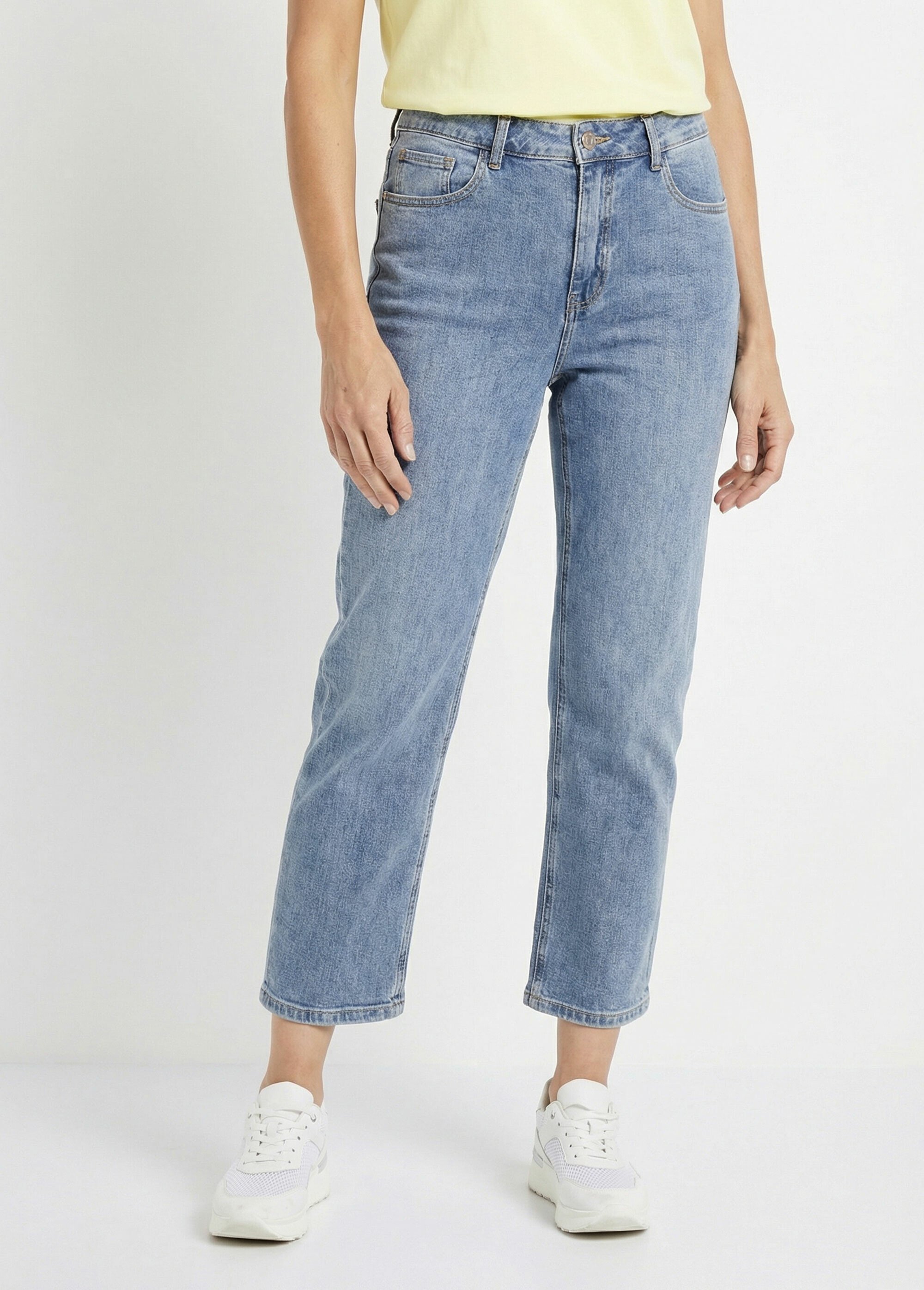 Jean droit 5 poches, spécial PETITE Femme Bleu OR-SOLANGJD409 FA1