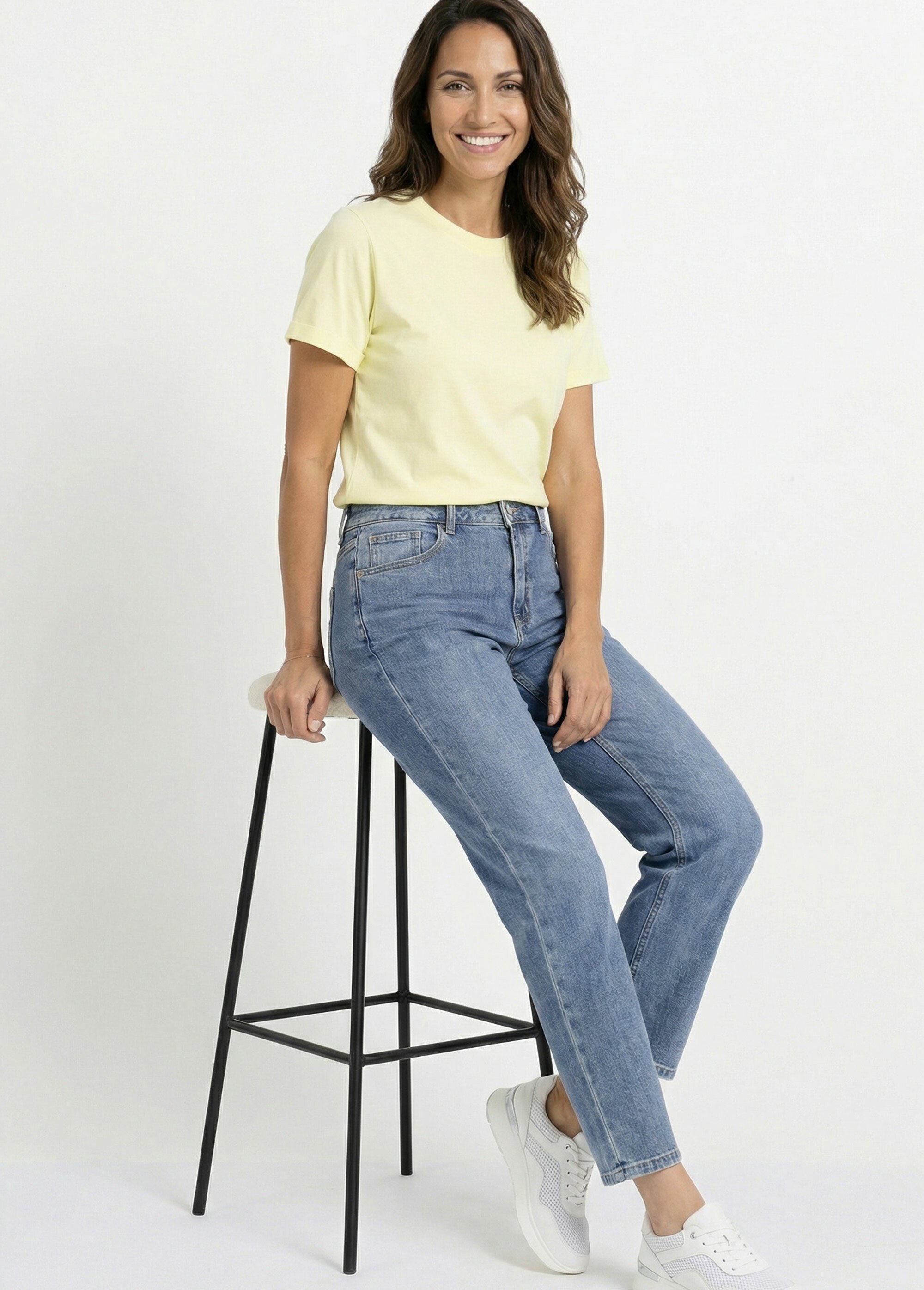 Jean droit 5 poches, spécial PETITE Femme Bleu OR-SOLANGJD409 MV1