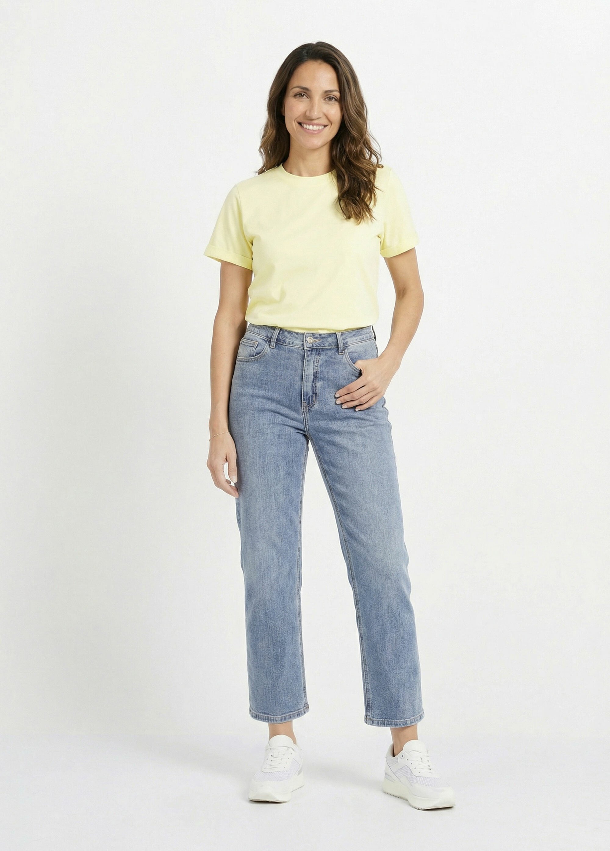 Jean droit 5 poches, spécial PETITE Femme Bleu OR-SOLANGJD409 SF1