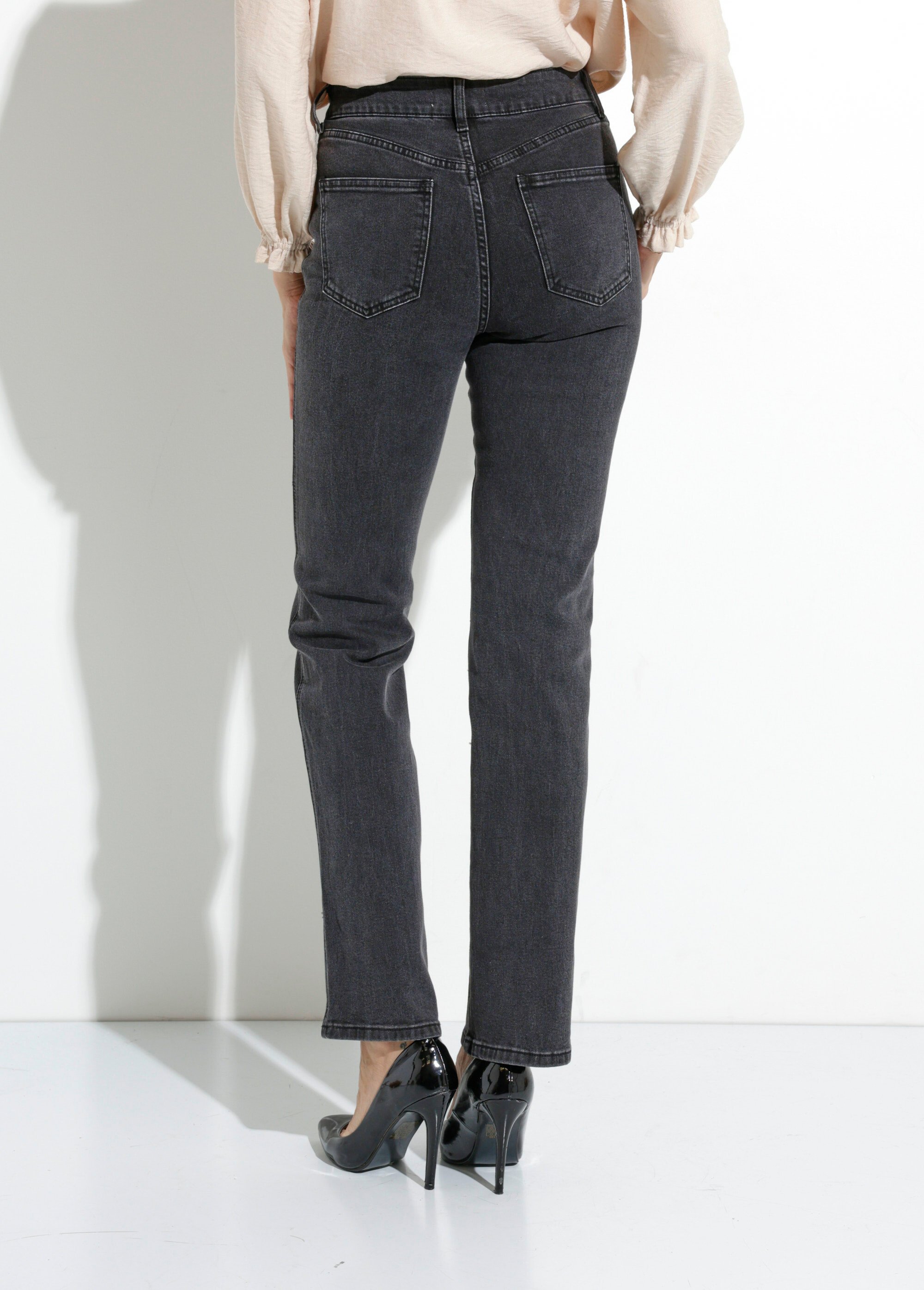 Jean droit foncé, spécial GRANDE Femme GRIS ANTHRACITE OR-KENDALJD444 DO1