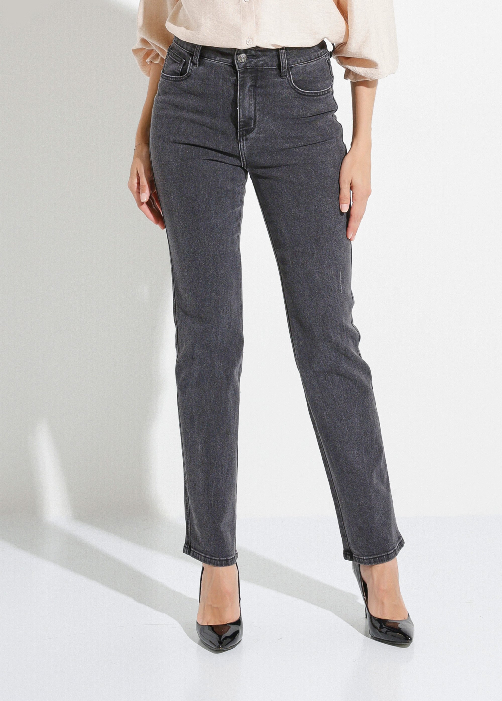 Jean droit foncé, spécial GRANDE Femme GRIS ANTHRACITE OR-KENDALJD444 FA1