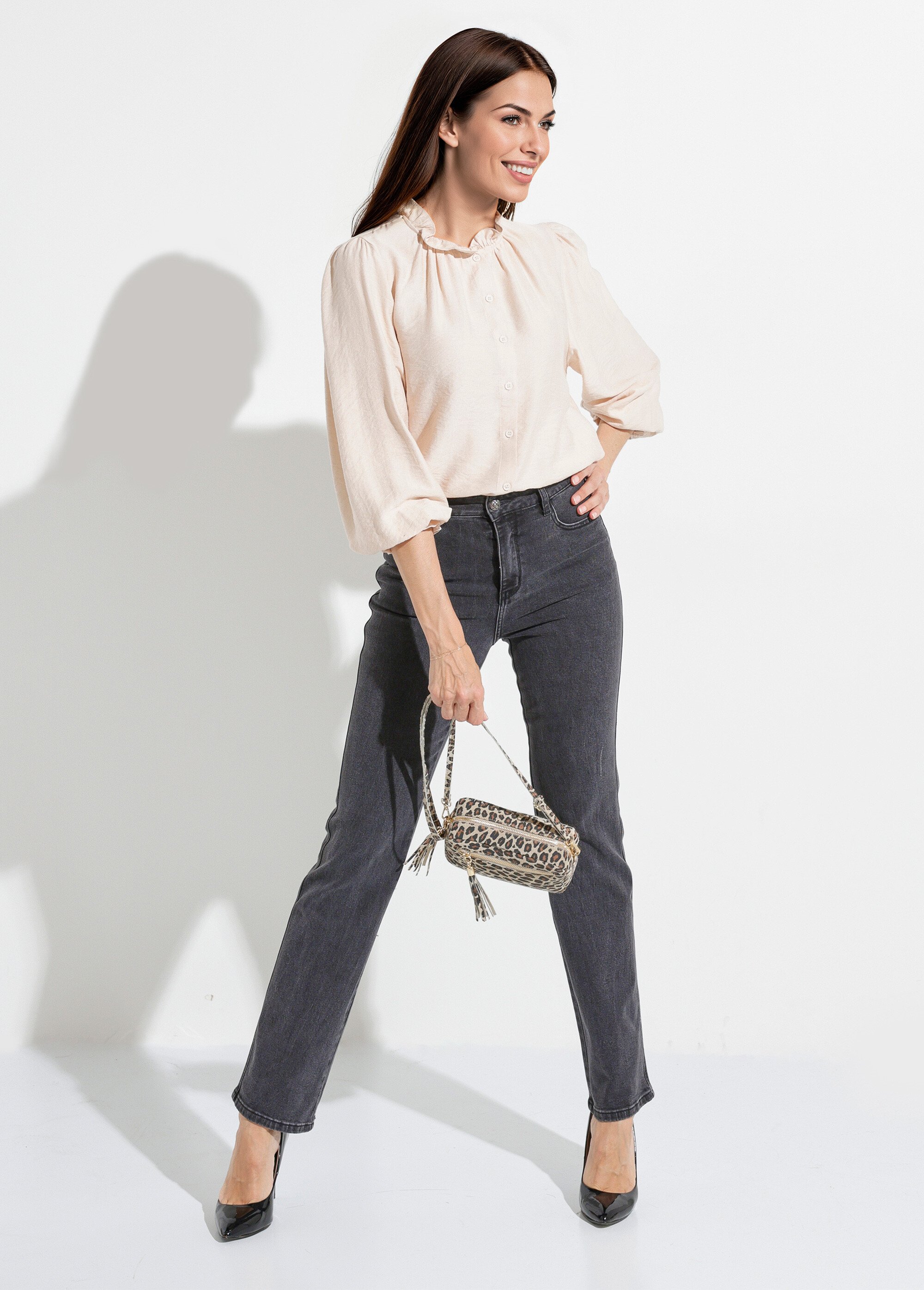 Jean droit foncé, spécial GRANDE Femme GRIS ANTHRACITE OR-KENDALJD444 MV1