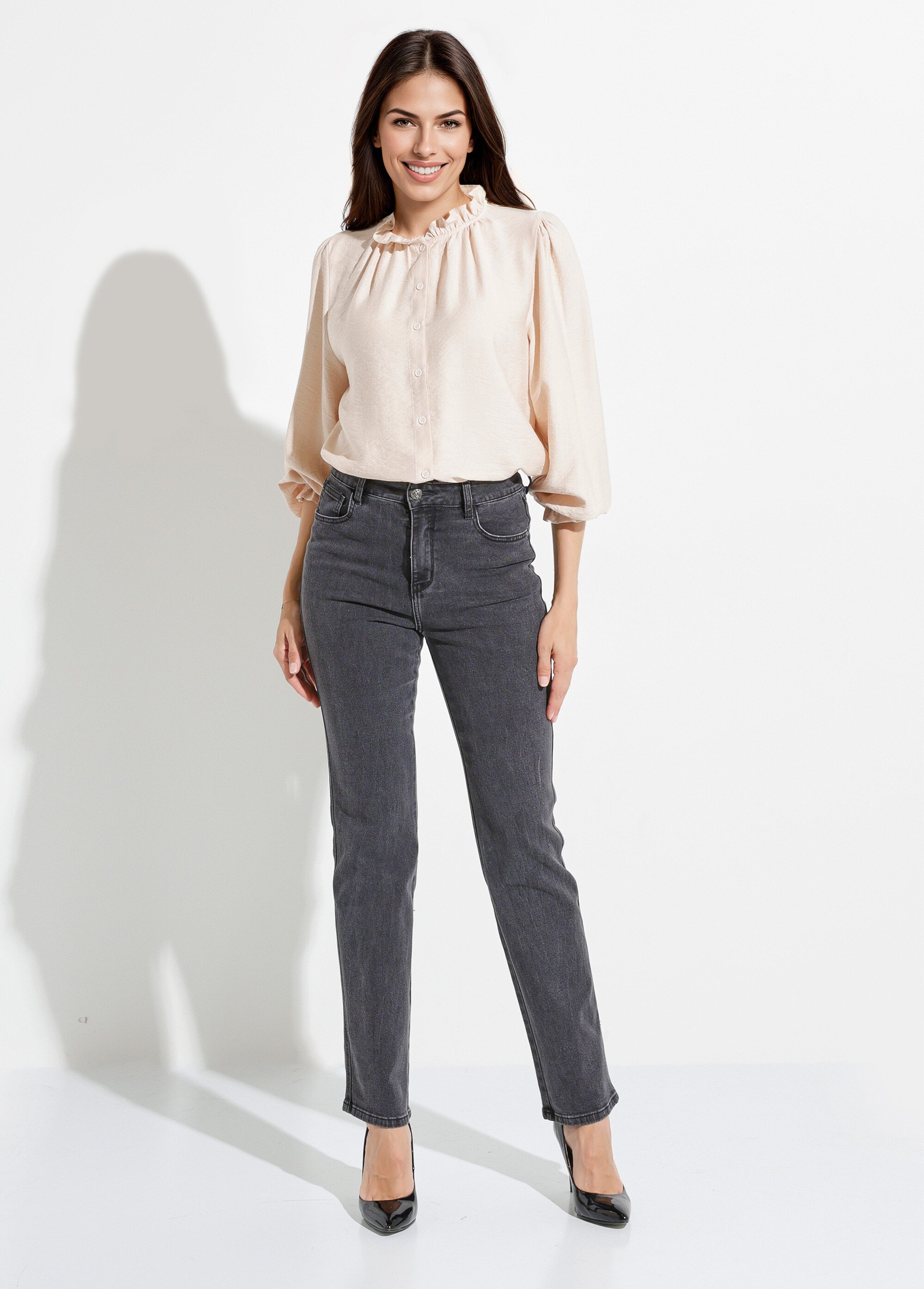 Jean droit foncé, spécial GRANDE Femme GRIS ANTHRACITE OR-KENDALJD444 SF1