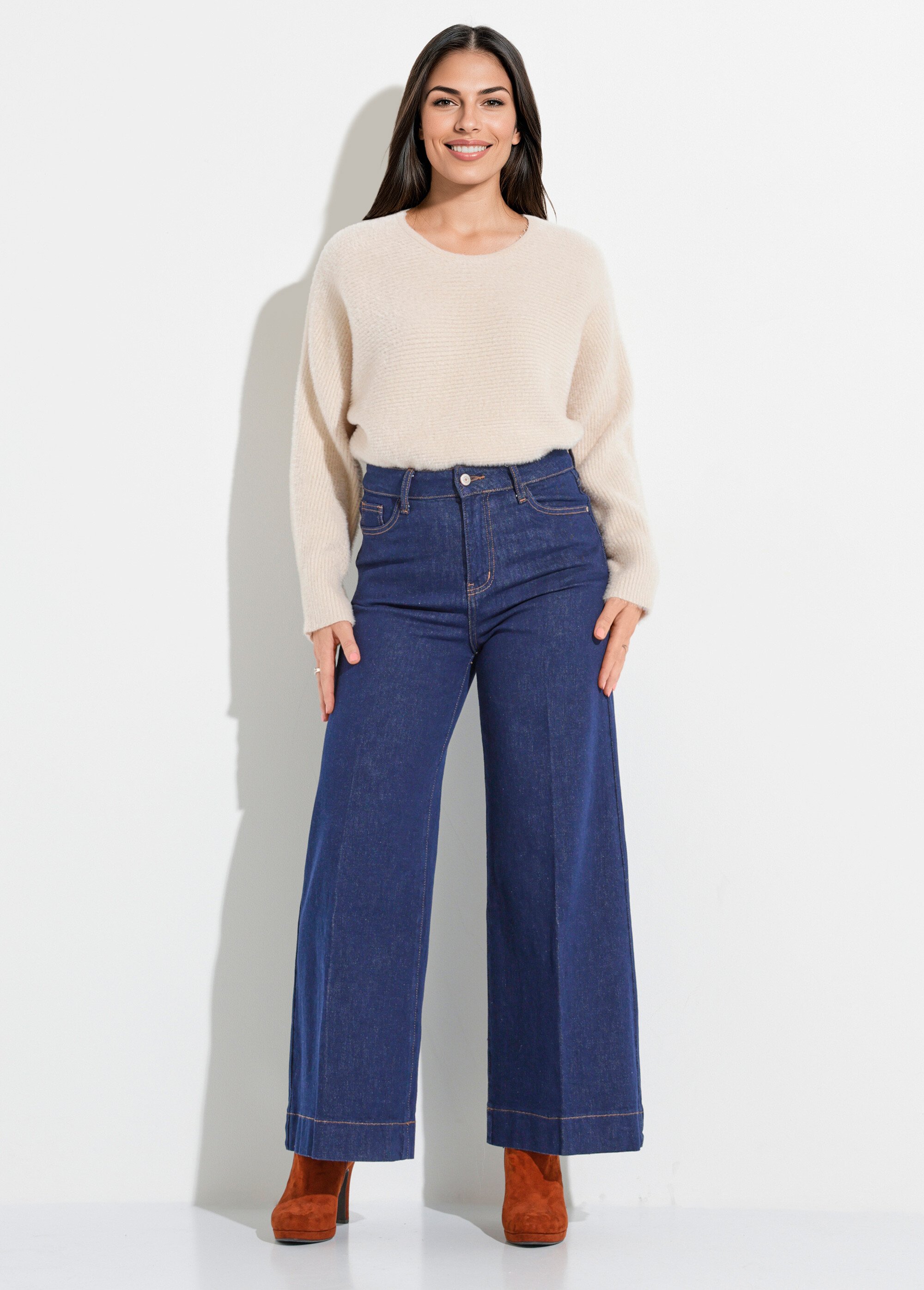 Jean large denim, spécial GRANDE TAILLE Femme Bleu OR-CURCHANJD933 SF1