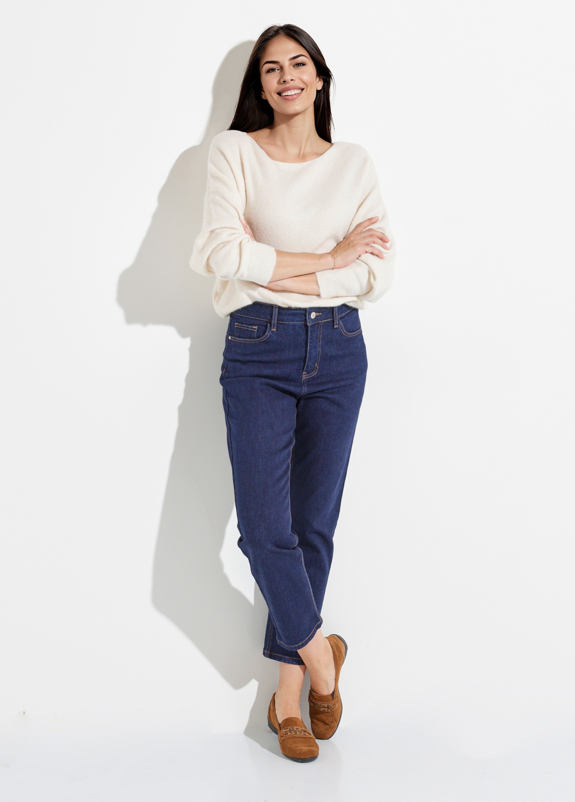 Jean mom en denim, spécial GRANDE TAILLE Femme Bleu OR-CURCLARJD908 MV1