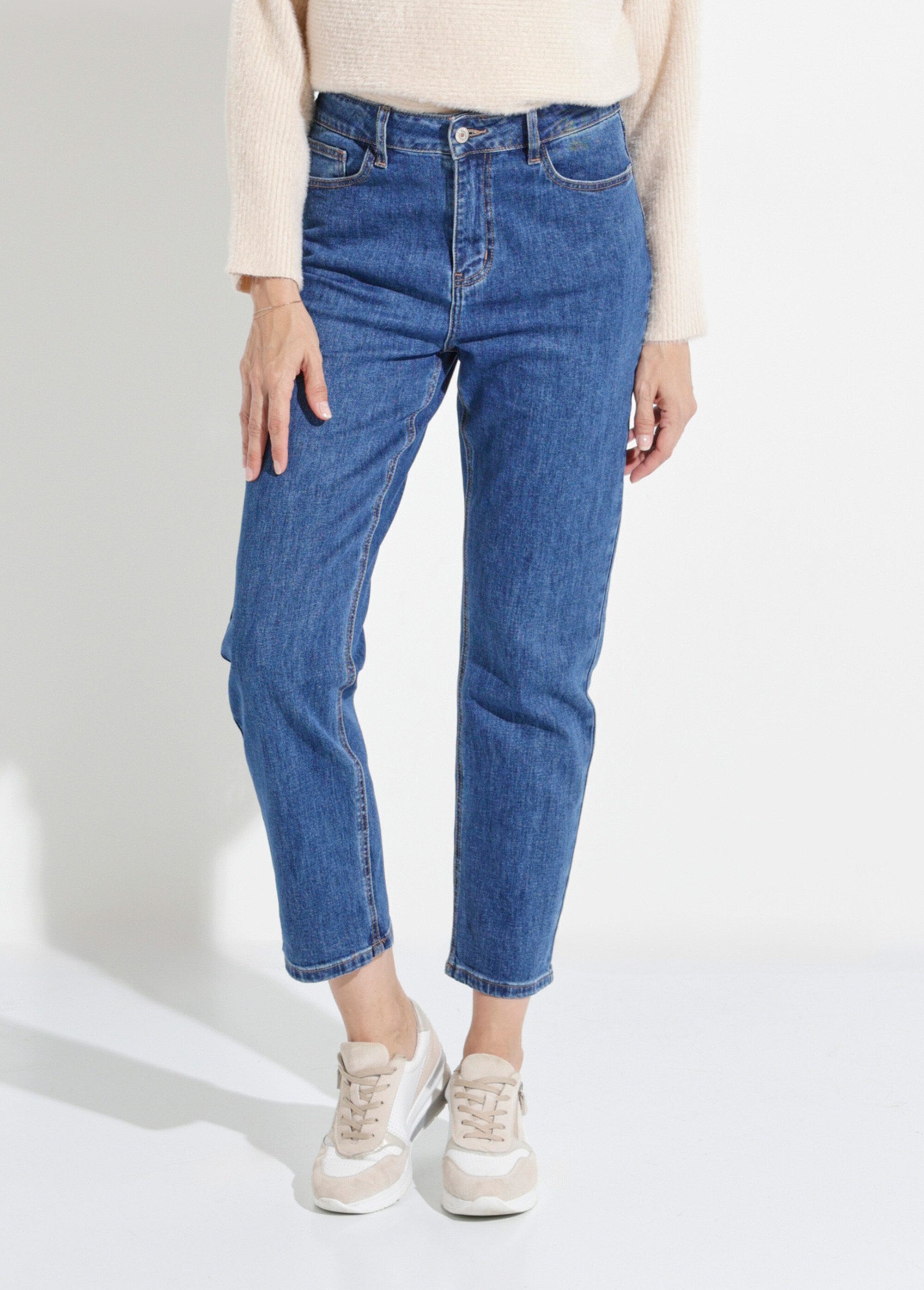 Jean mom en denim, spécial GRANDE TAILLE Femme Bleu OR-CURCLARJD908 FA1