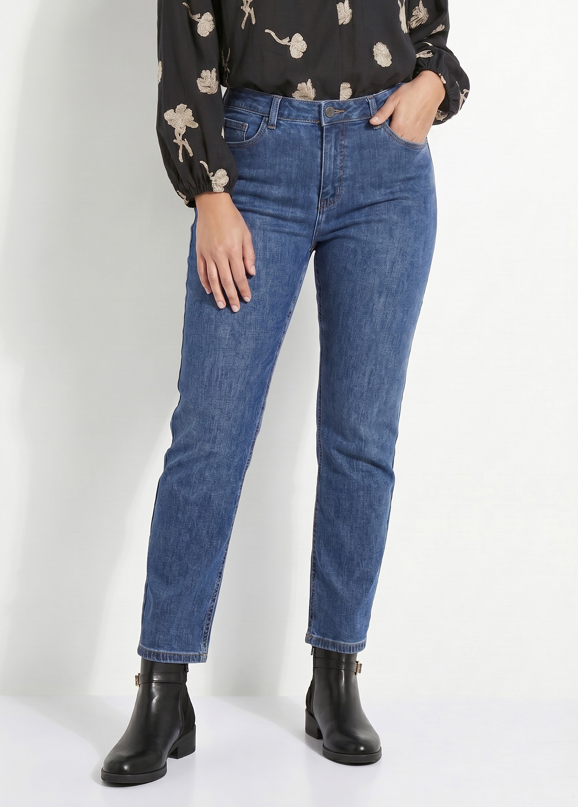 Jean mom en denim, spécial GRANDE TAILLE Femme Bleu OR-CURCLARJD908 FA1