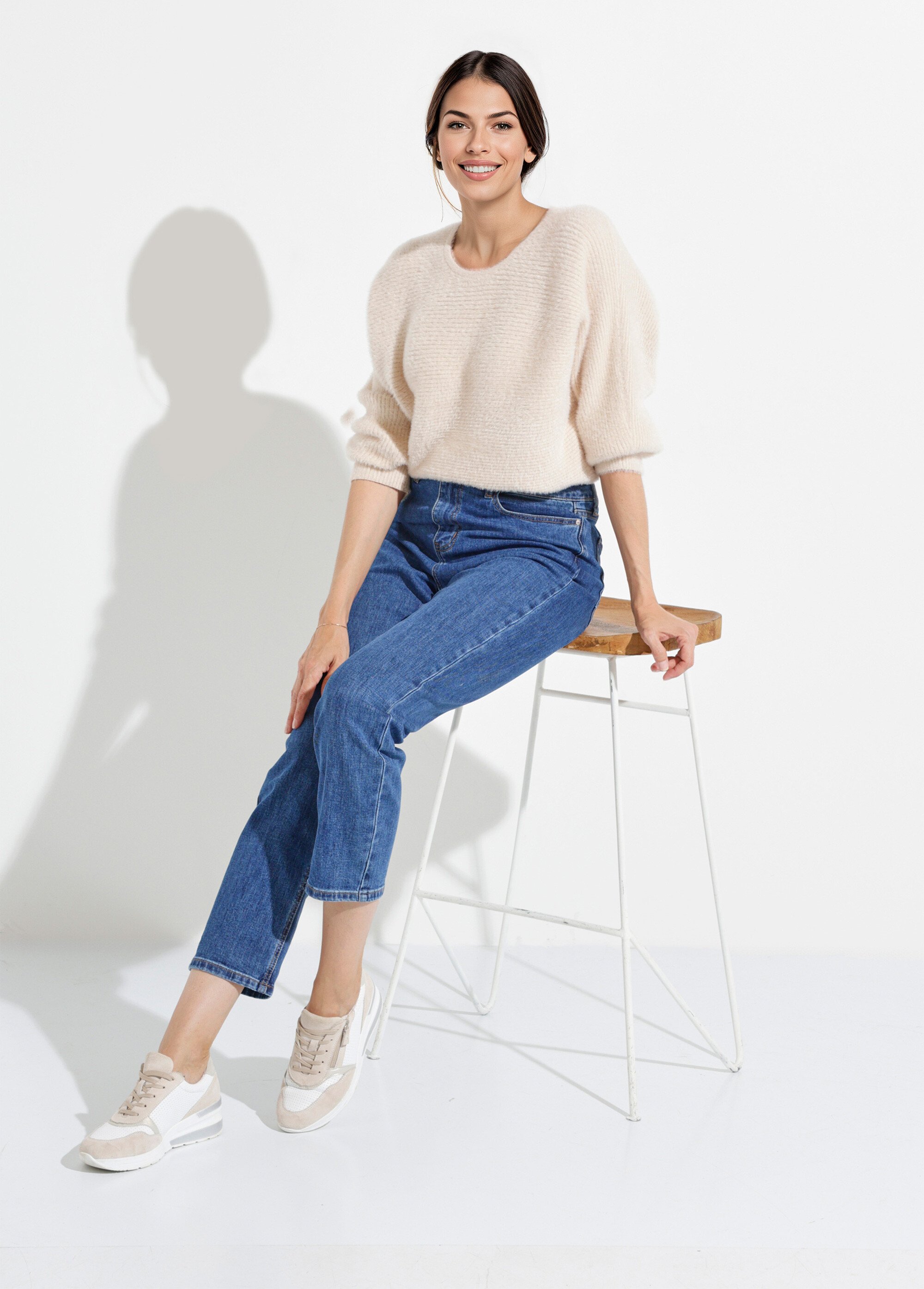 Jean mom en denim, spécial GRANDE TAILLE Femme Bleu OR-CURCLARJD908 MV1