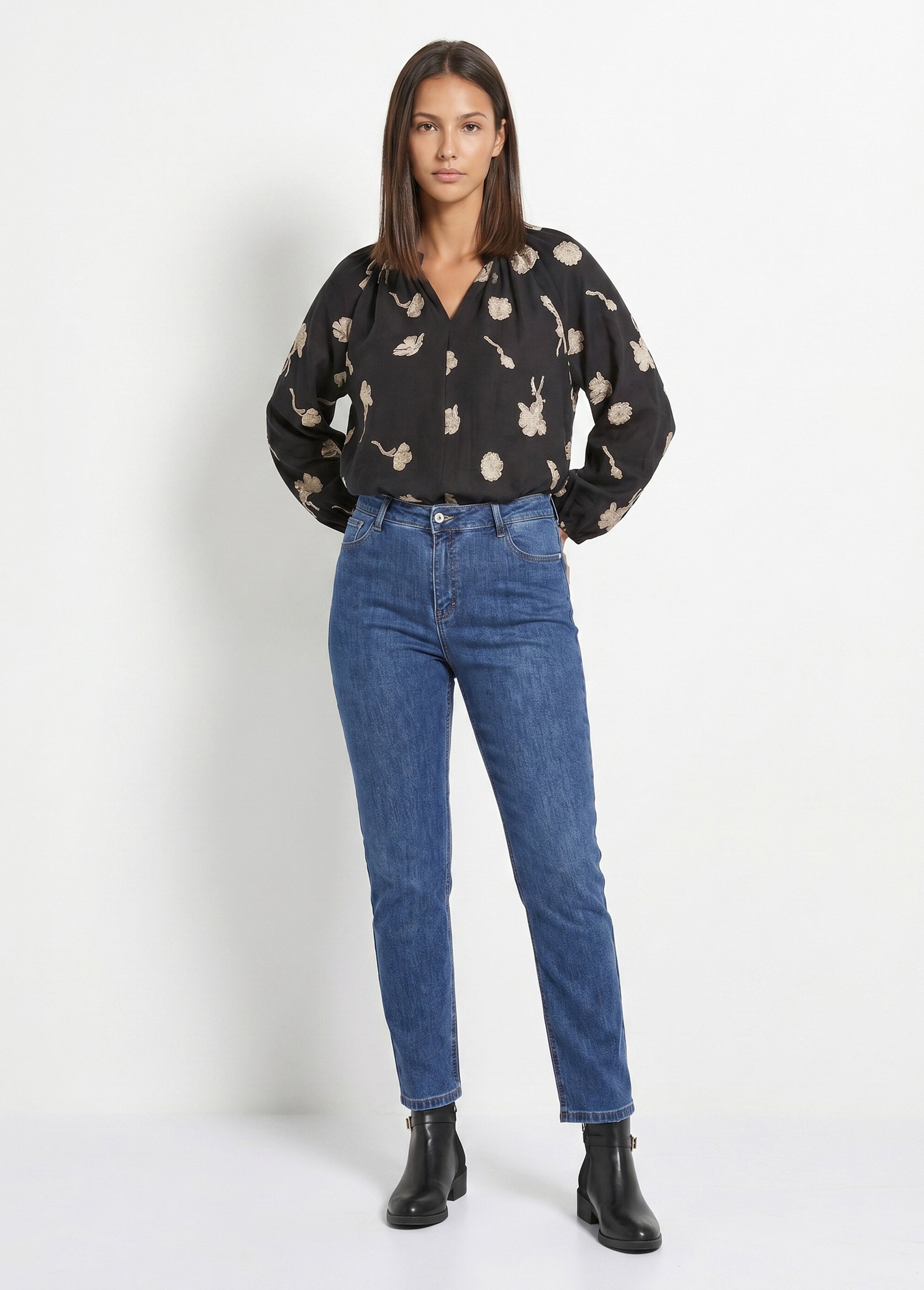 Jean mom en denim, spécial GRANDE TAILLE Femme Bleu OR-CURCLARJD908 MV1