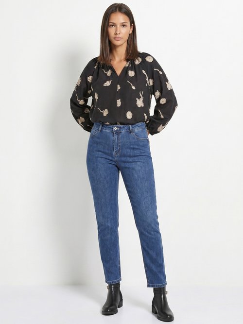 Jean mom en denim, spécial GRANDE TAILLE Femme Bleu OR-CURCLARJD908 MV1