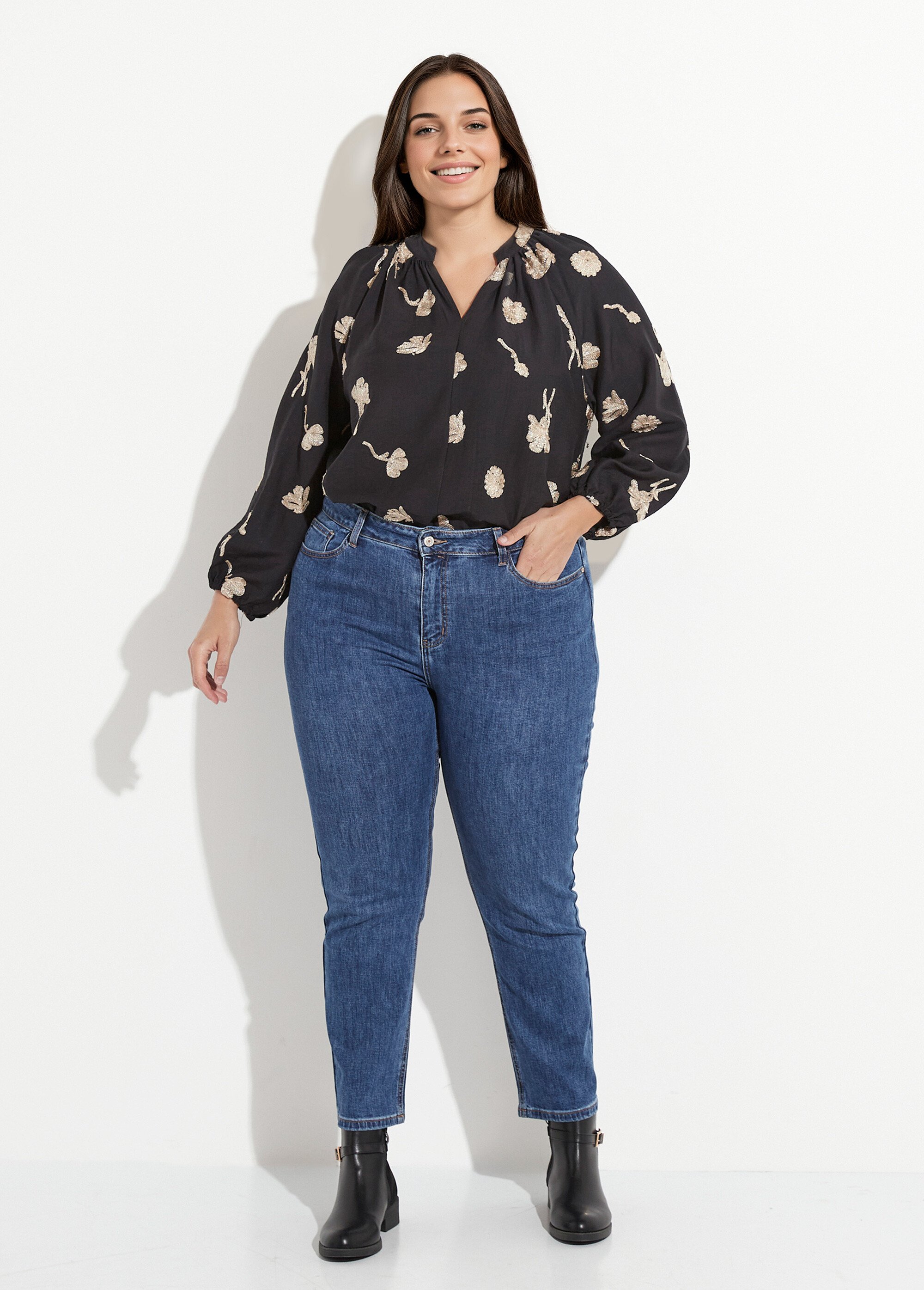 Jean mom en denim, spécial GRANDE TAILLE Femme Grande Taille Bleu OR-CURCLARJD908 SF1