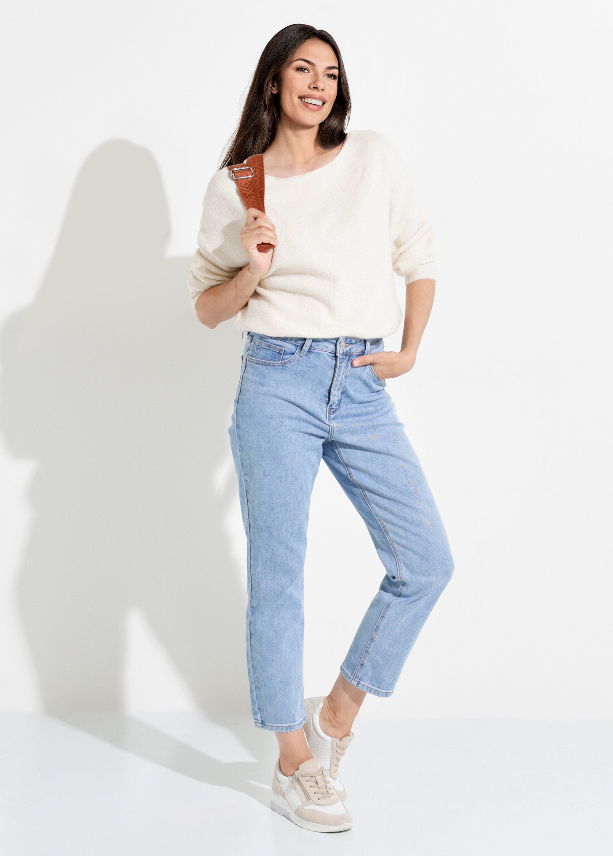 Jean mom en denim, spécial GRANDE TAILLE Femme Bleu OR-CURCLARJD908 MV1