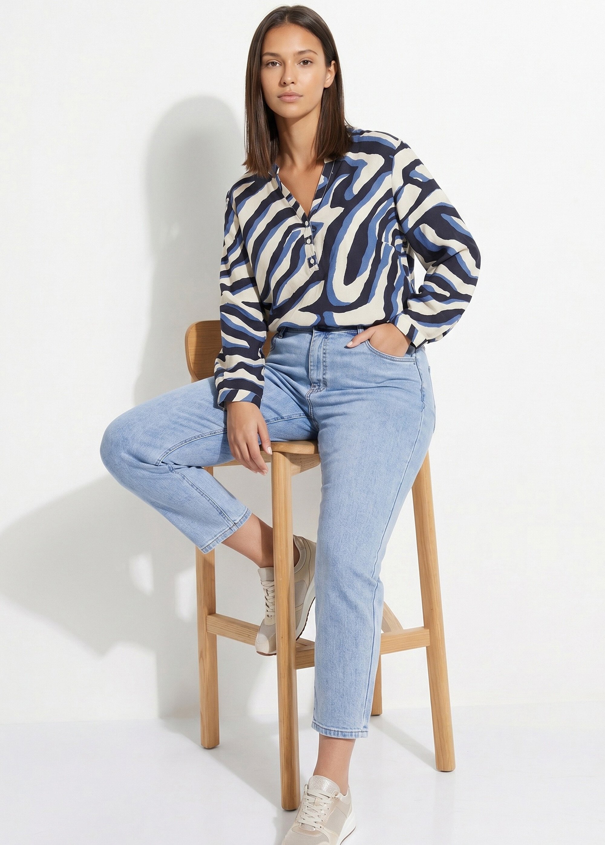 Jean mom en denim, spécial GRANDE TAILLE Femme Bleu OR-CURCLARJD908 MV1