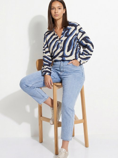 Jean mom en denim, spécial GRANDE TAILLE Femme Bleu OR-CURCLARJD908 MV1