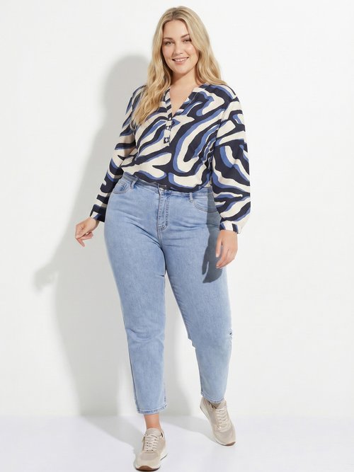 Jean mom en denim, spécial GRANDE TAILLE Femme Grande Taille Bleu OR-CURCLARJD908 SI1