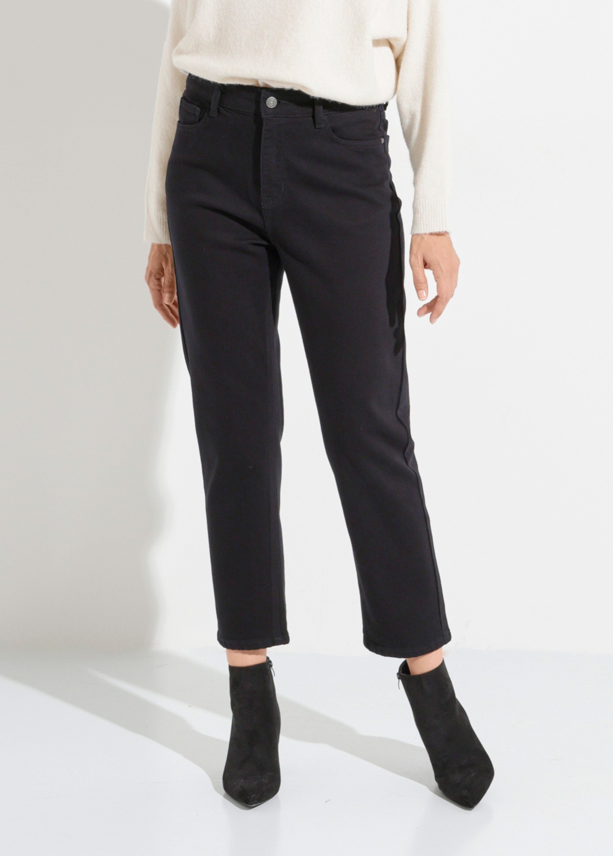 Jean mom en denim, spécial GRANDE TAILLE Femme Noir OR-CURCLARJD908 FA1