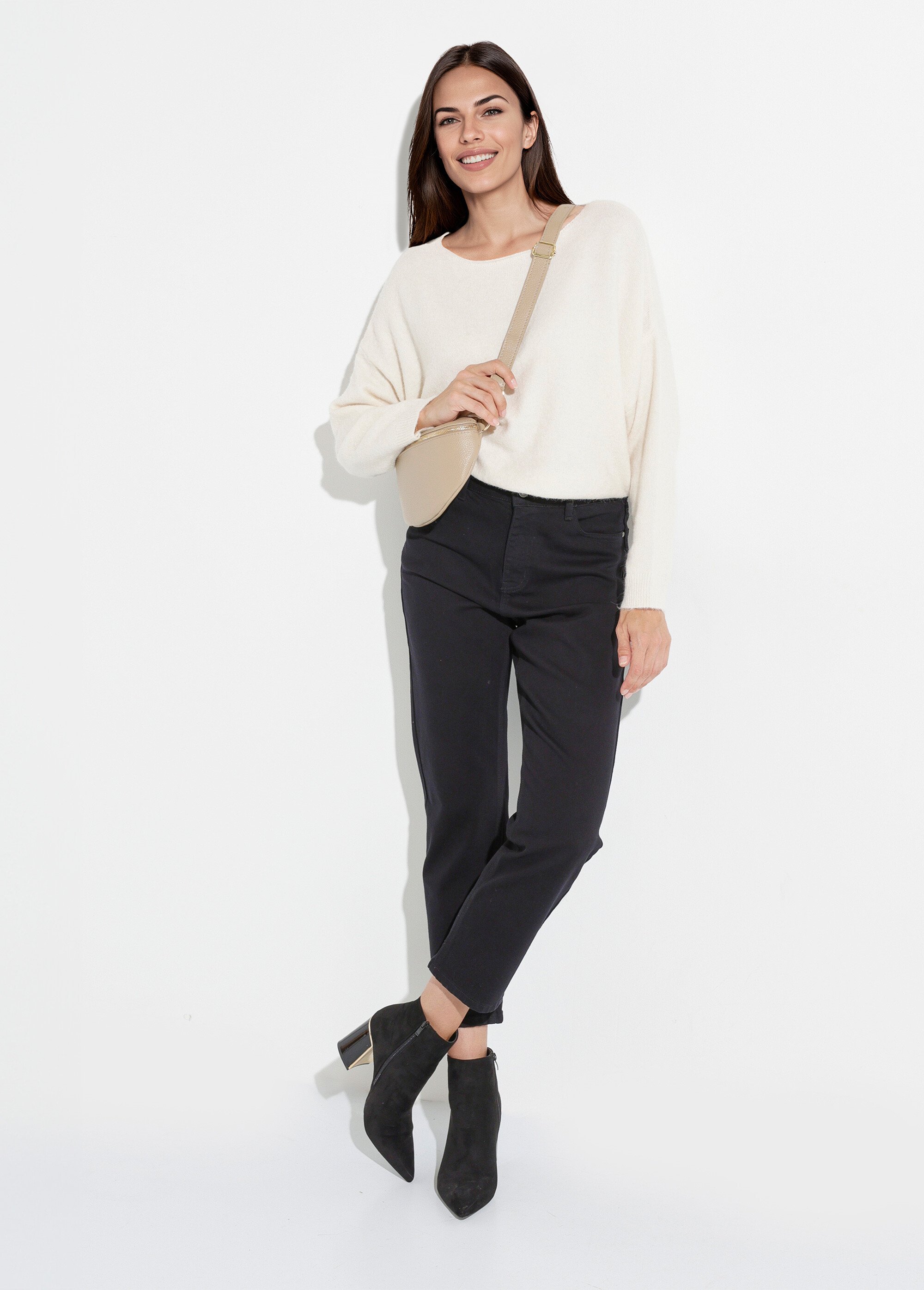 Jean mom en denim, spécial GRANDE TAILLE Femme Noir OR-CURCLARJD908 MV1