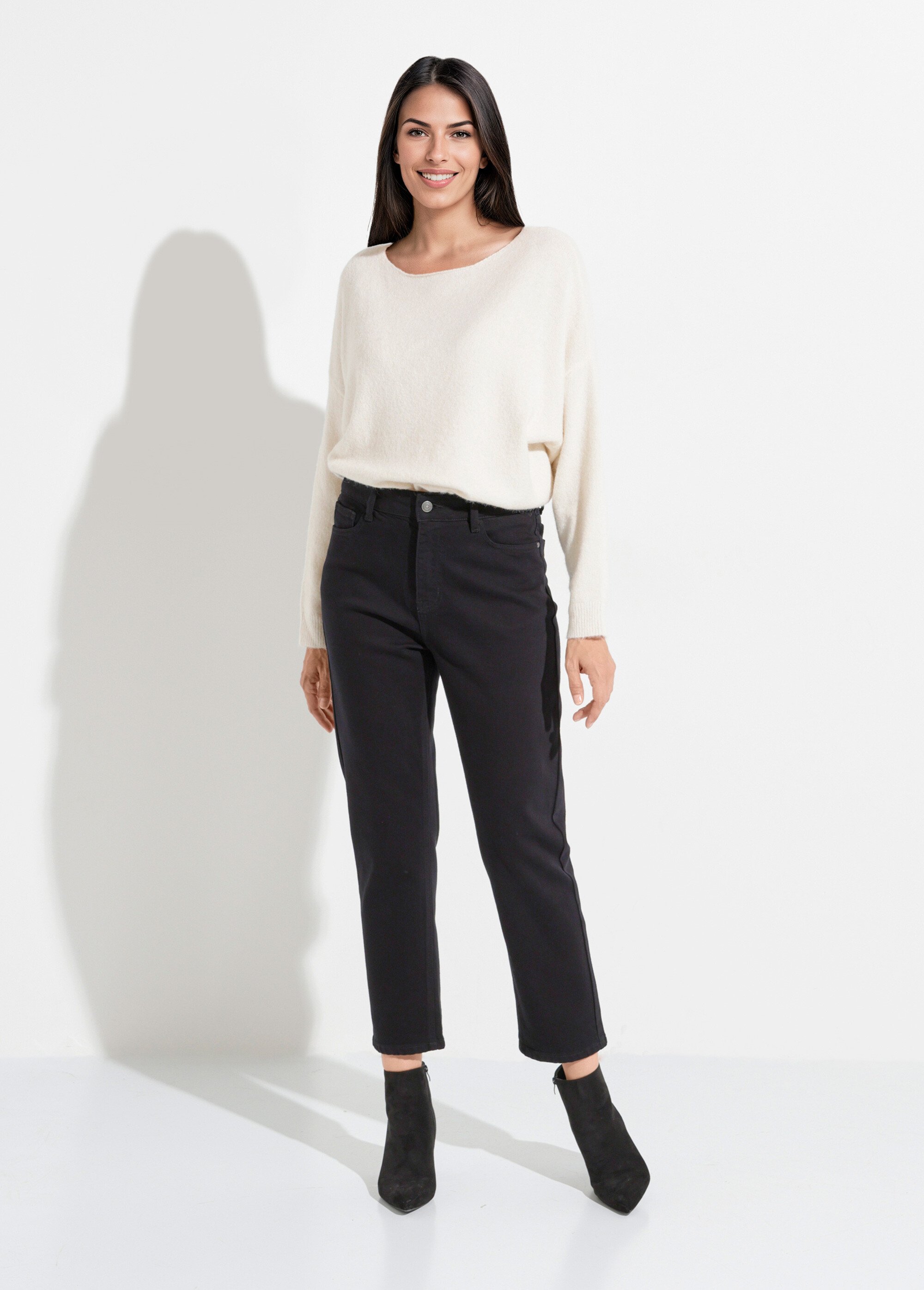Jean mom en denim, spécial GRANDE TAILLE Femme Noir OR-CURCLARJD908 SF1