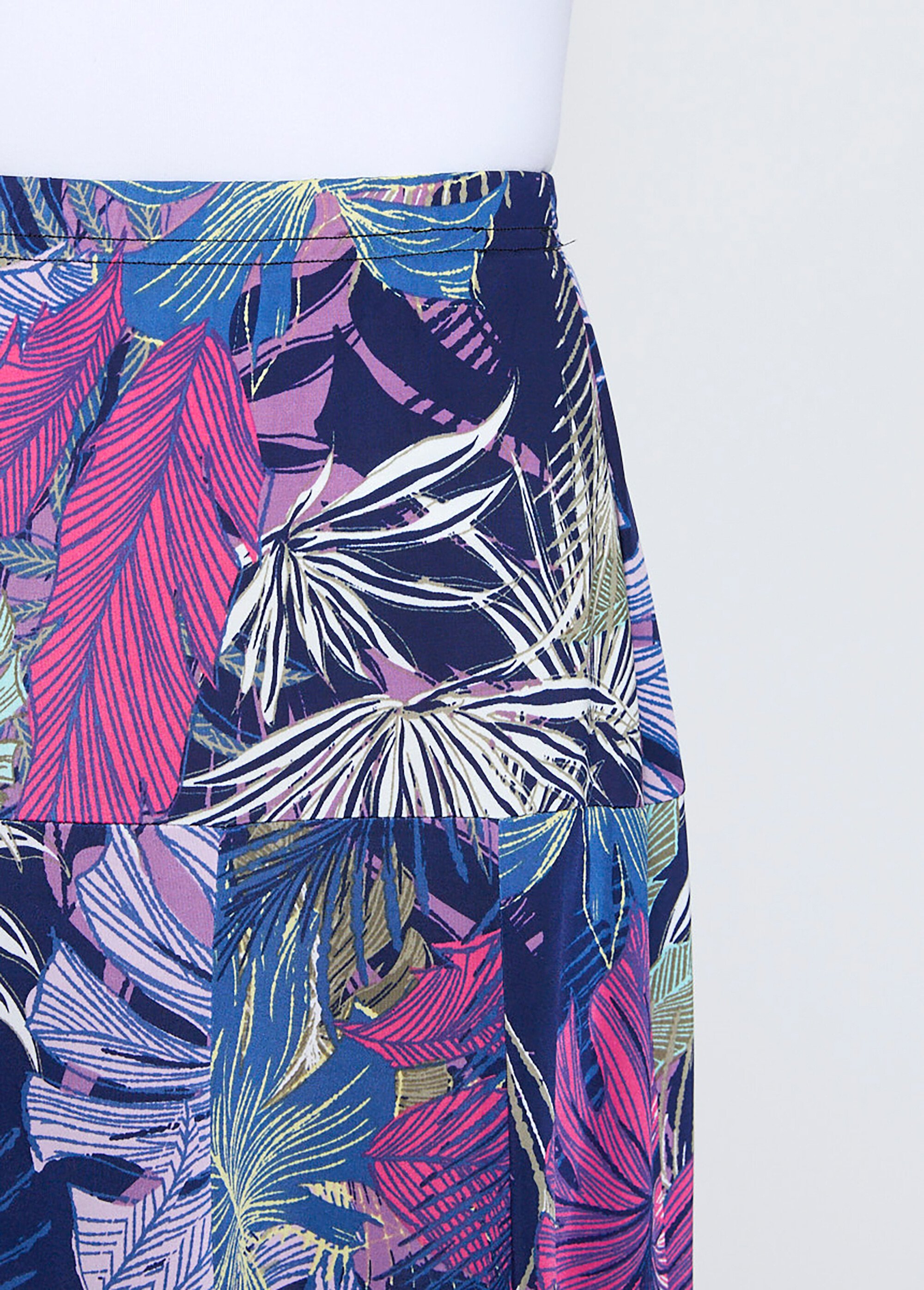 Jupe mi-longue évasée en maille imprimée Femme Bleu LOUBANIA DE1