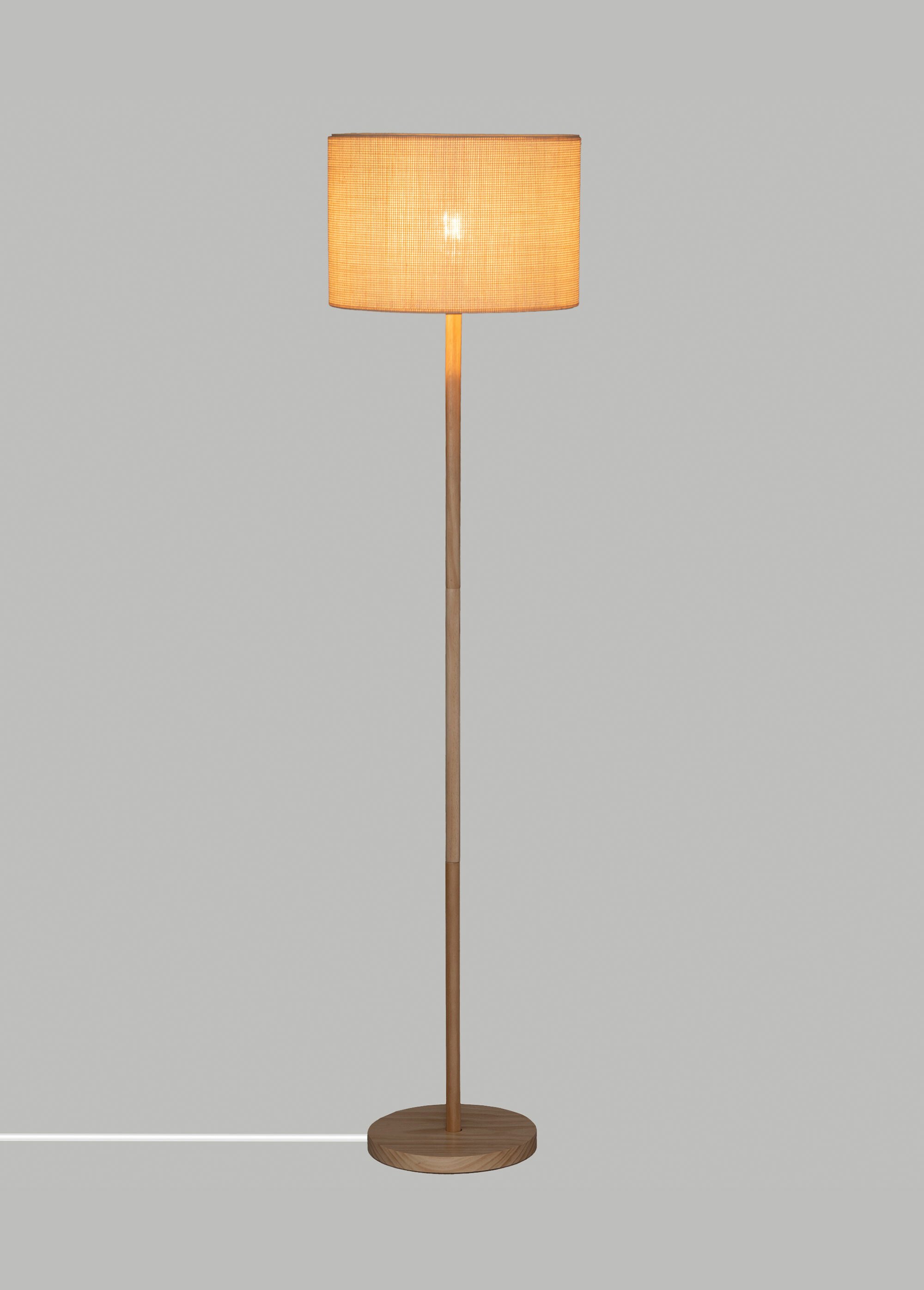 Lampadaire en bois, abat jour en paille BEIGE JJA-186343 SI1
