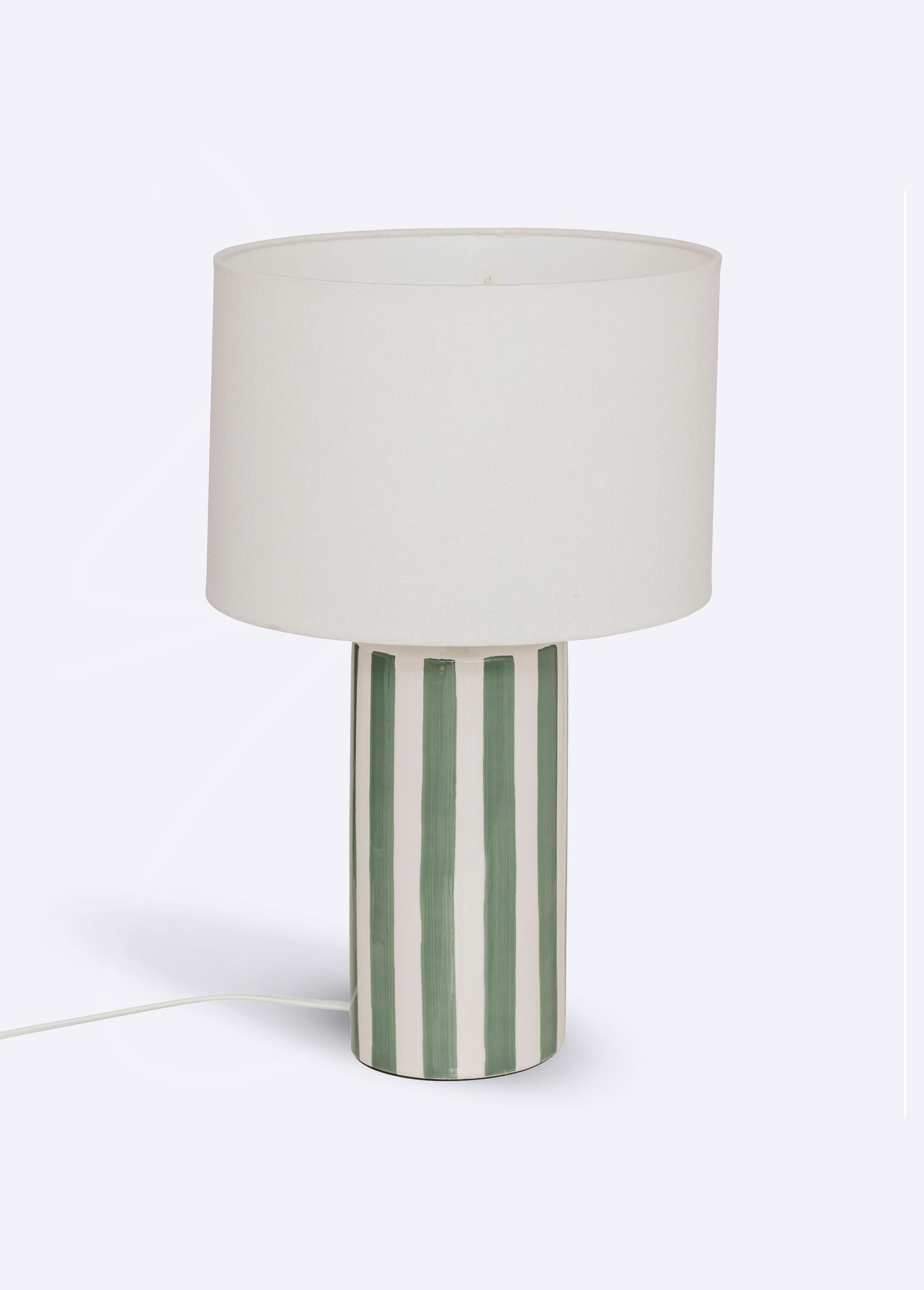 Lampe à poser, pied en céramique rayée