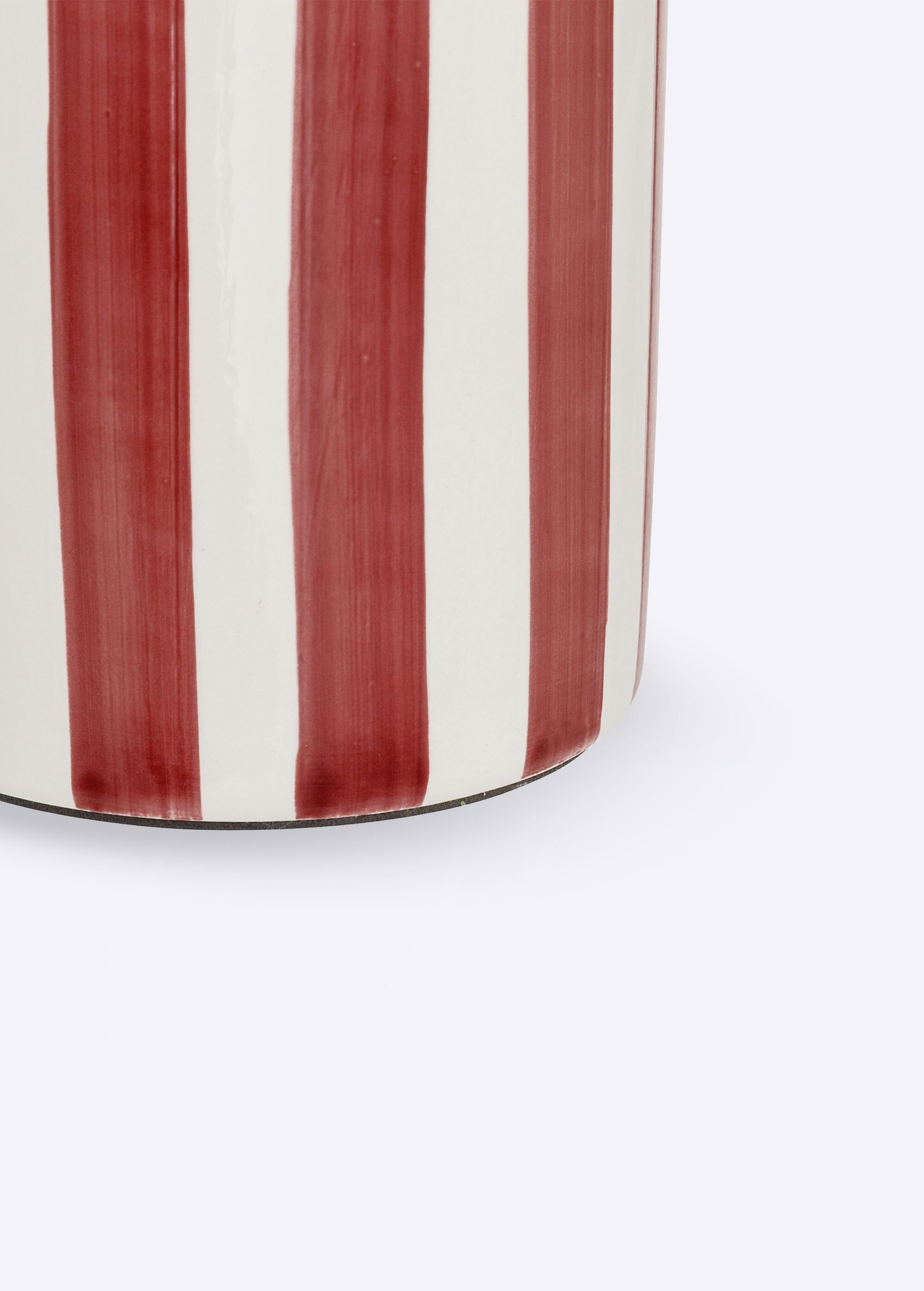 Lampe à poser, pied en céramique rayée