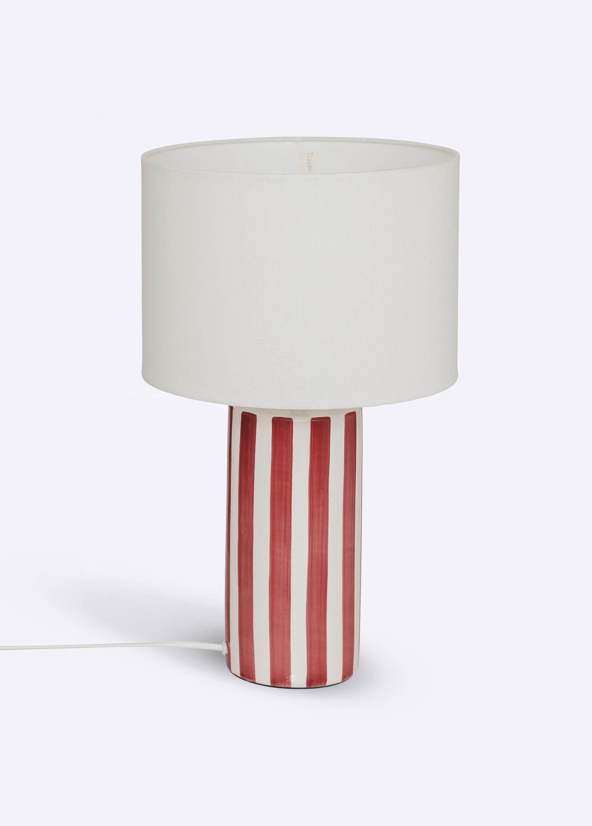 Lampe à poser, pied en céramique rayée