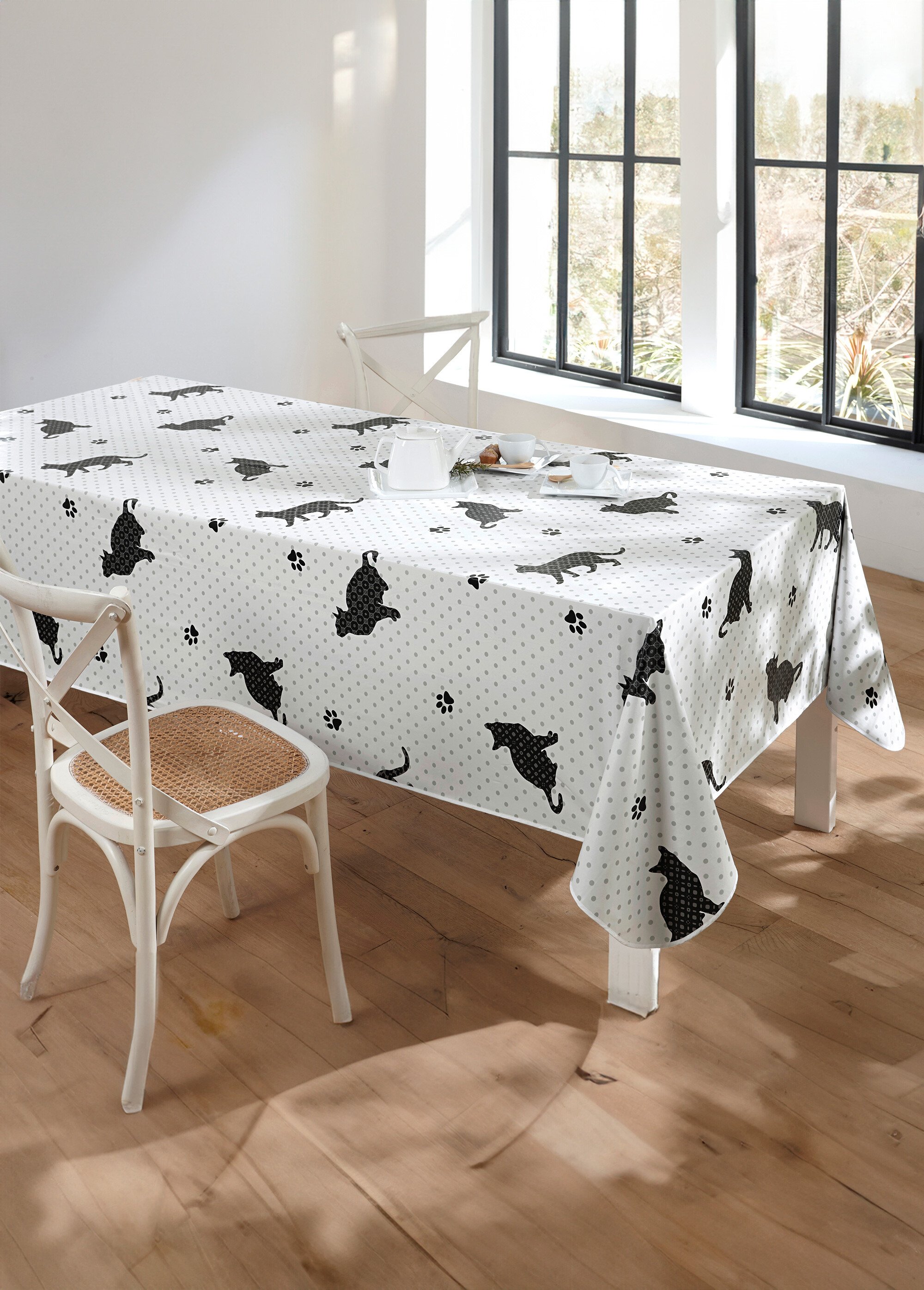 Nappe toile cirée imprimée Calitex CHATS REFLEX FA1