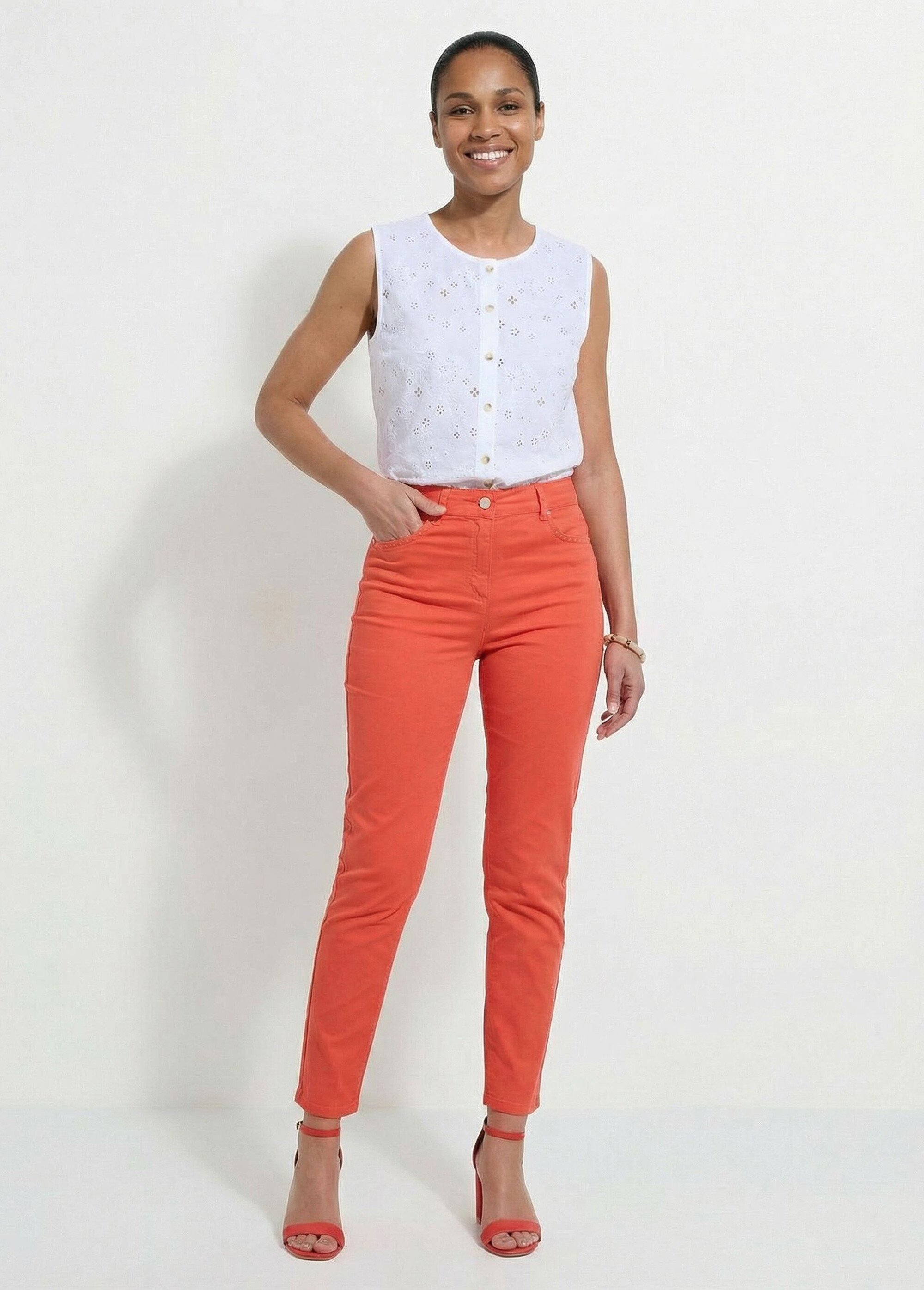 Pantacourt ceinture élastiquée 5 poches Femme Rose NANTEUIL MV1