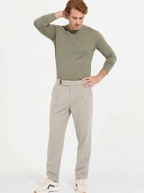 Pantalon chic à chevrons, aspect lainage Homme Beige FRI27186 MV1