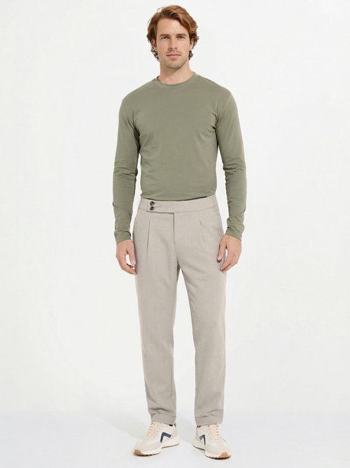 Pantalon chic à chevrons, aspect lainage Homme Beige FRI27186 SI1