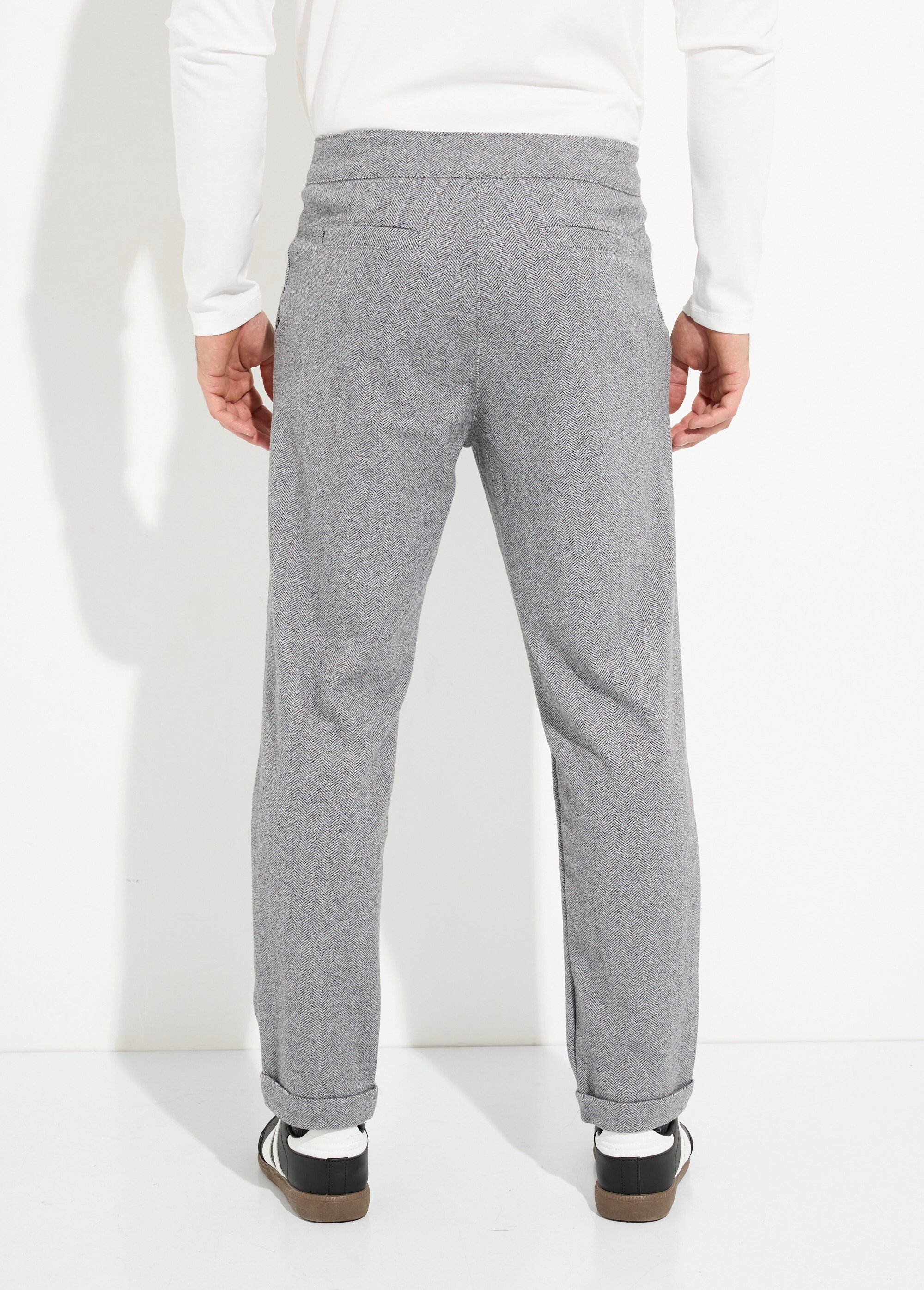 Pantalon chic à chevrons, aspect lainage Homme Gris FRI27186 DO1