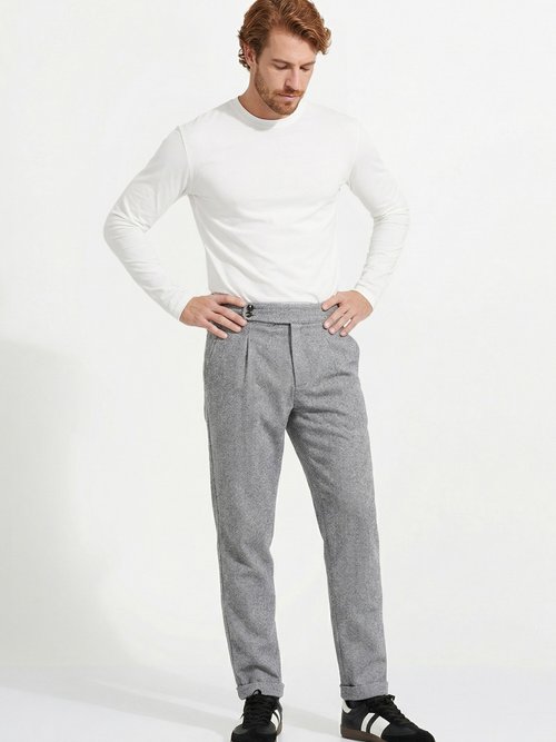 Pantalon chic à chevrons, aspect lainage Homme Gris FRI27186 MV1