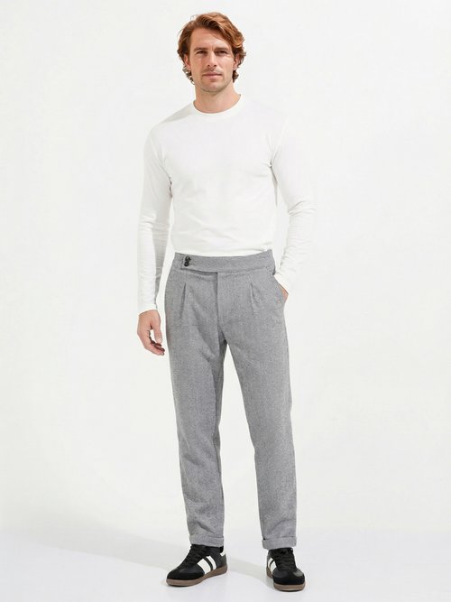 Pantalon chic à chevrons, aspect lainage Homme Gris FRI27186 SI1